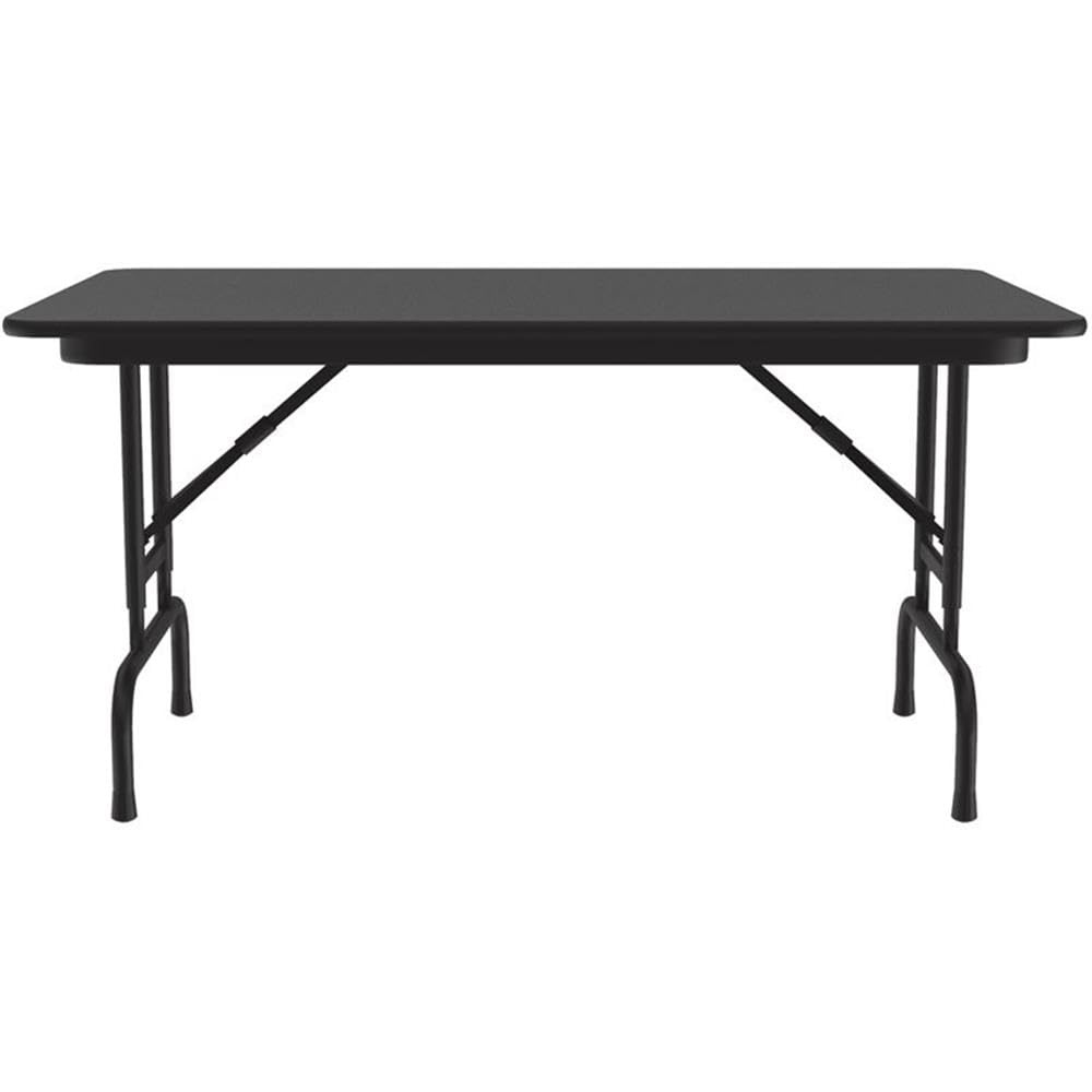 Correll 22-32 Inch Adjustable Height Folding Table with Durable Melamine Top in Black Granite - Perfect for Offices, Events, and Home Use