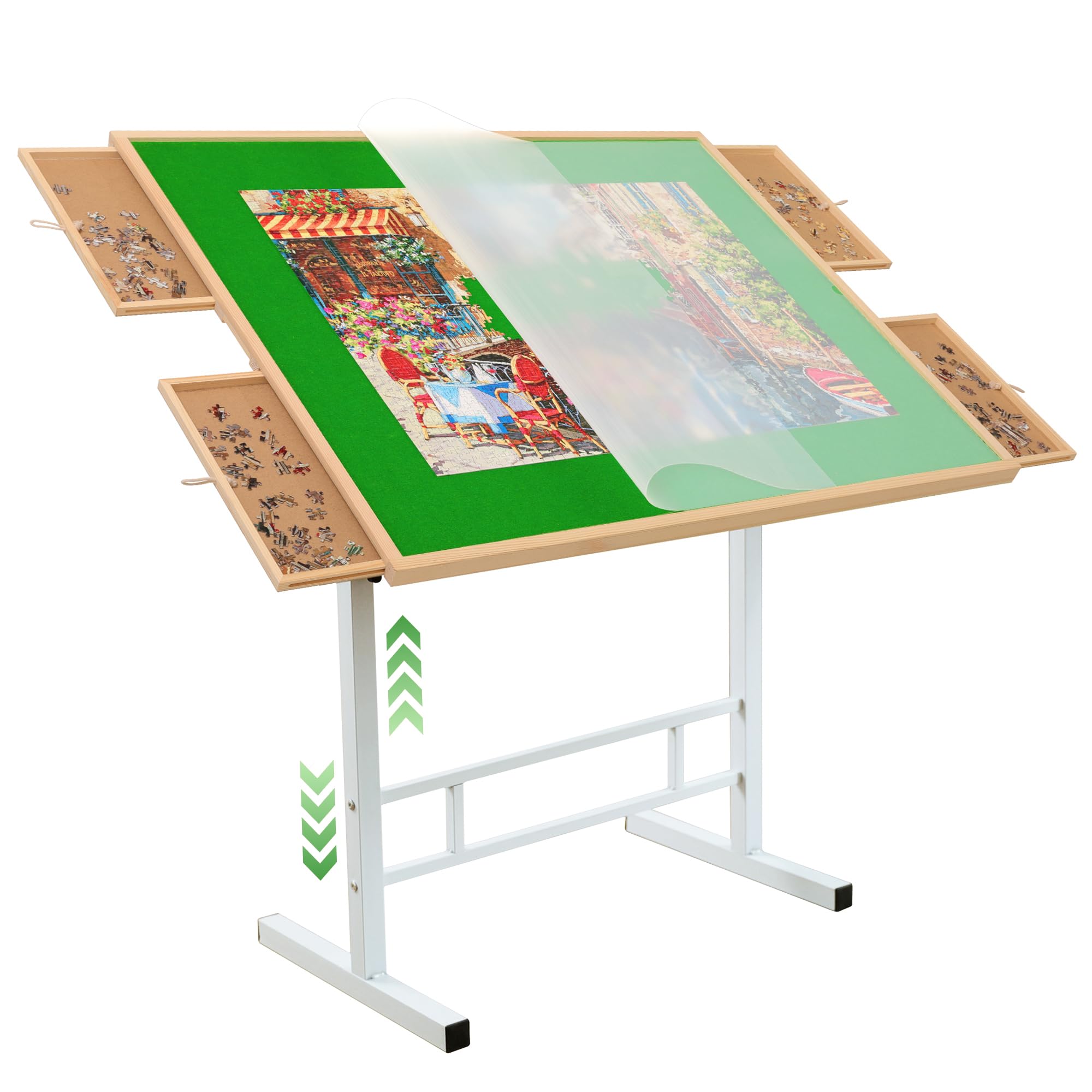 1500 Piece Jigsaw Puzzle Table with Drawers - Adjustable Angle & Height, Tilting Folding Portable Puzzle Board - Perfect Gift for Adults, Women & Men - Ideal for Home, Office & Travel Use