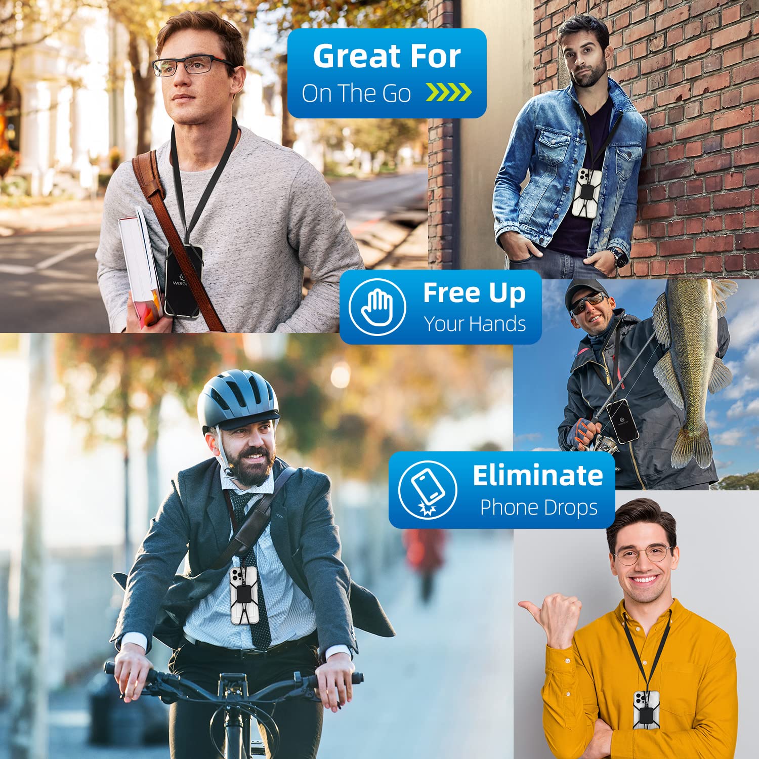 WixGear Magnetic Phone Lanyard Holder - Adjustable Silicone Neck Strap with Strong Magnetic Grip for iPhone 15/14/13, Samsung Galaxy S23/S22, Pixel 7/6 - Hands-Free Convenience for Running, Travel, Work & Outdoor Activities