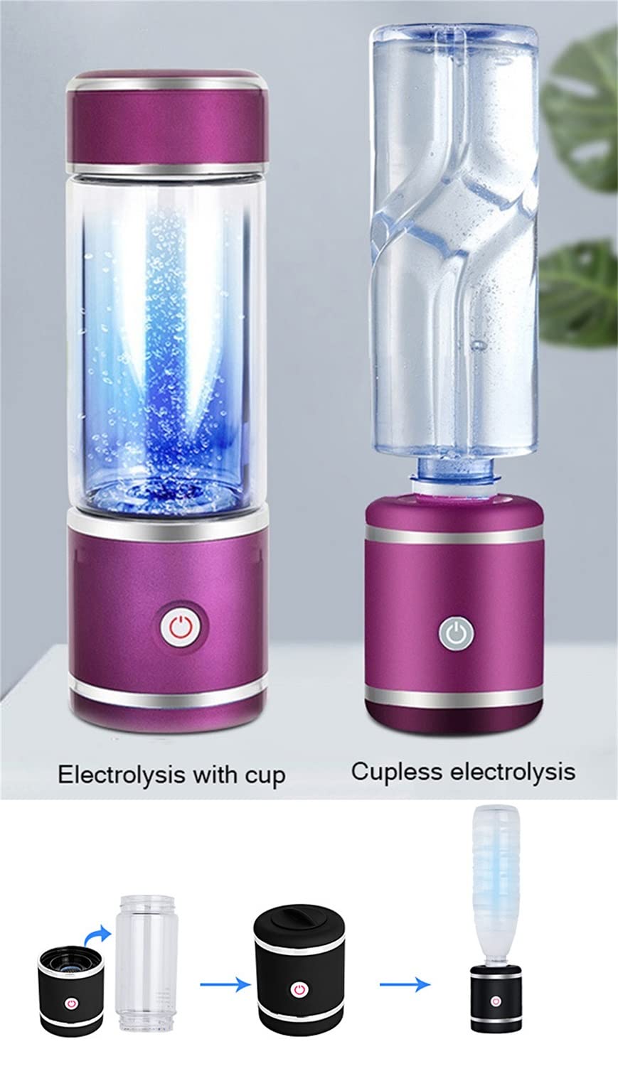 Premium Rechargeable Hydrogen Water Bottle with SPE PEM Technology - Portable Hydrogen Generator & Ionizer for Healthy Hydration - Includes Inhaler Adapter (Blue) - Perfect for Gym, Travel & Daily Detox