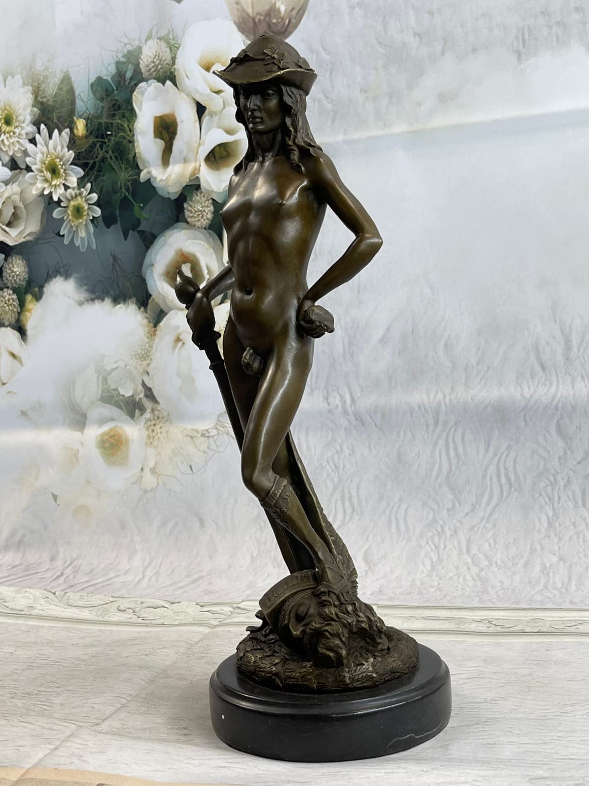 Statue of David by Donatello - 100% Solid Bronze Sculpture for Home & Office Decor | Renaissance Art, Italian Masterpiece, Elegant Gift for Art Lovers