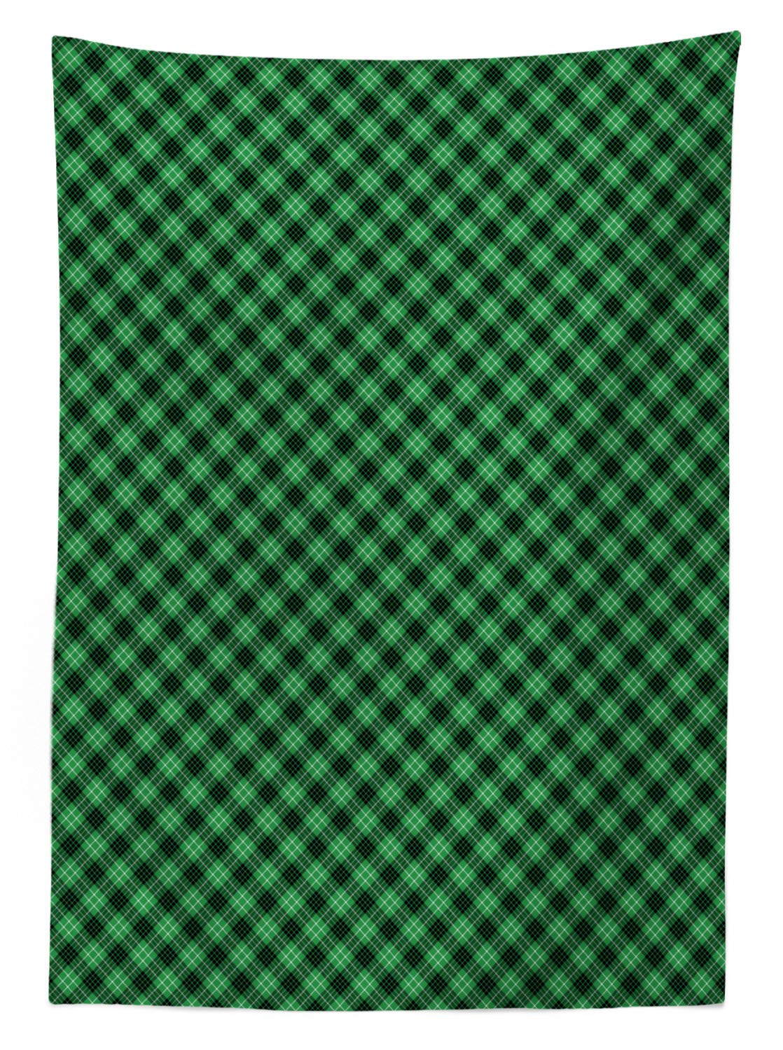 Ambesonne Plaid Outdoor Tablecloth - Vibrant Green Tartan Geometric Design, Washable Picnic Table Cover 58x84 Inches - Perfect for BBQs, Garden Parties & Outdoor Dining (Green Black White Stripes)