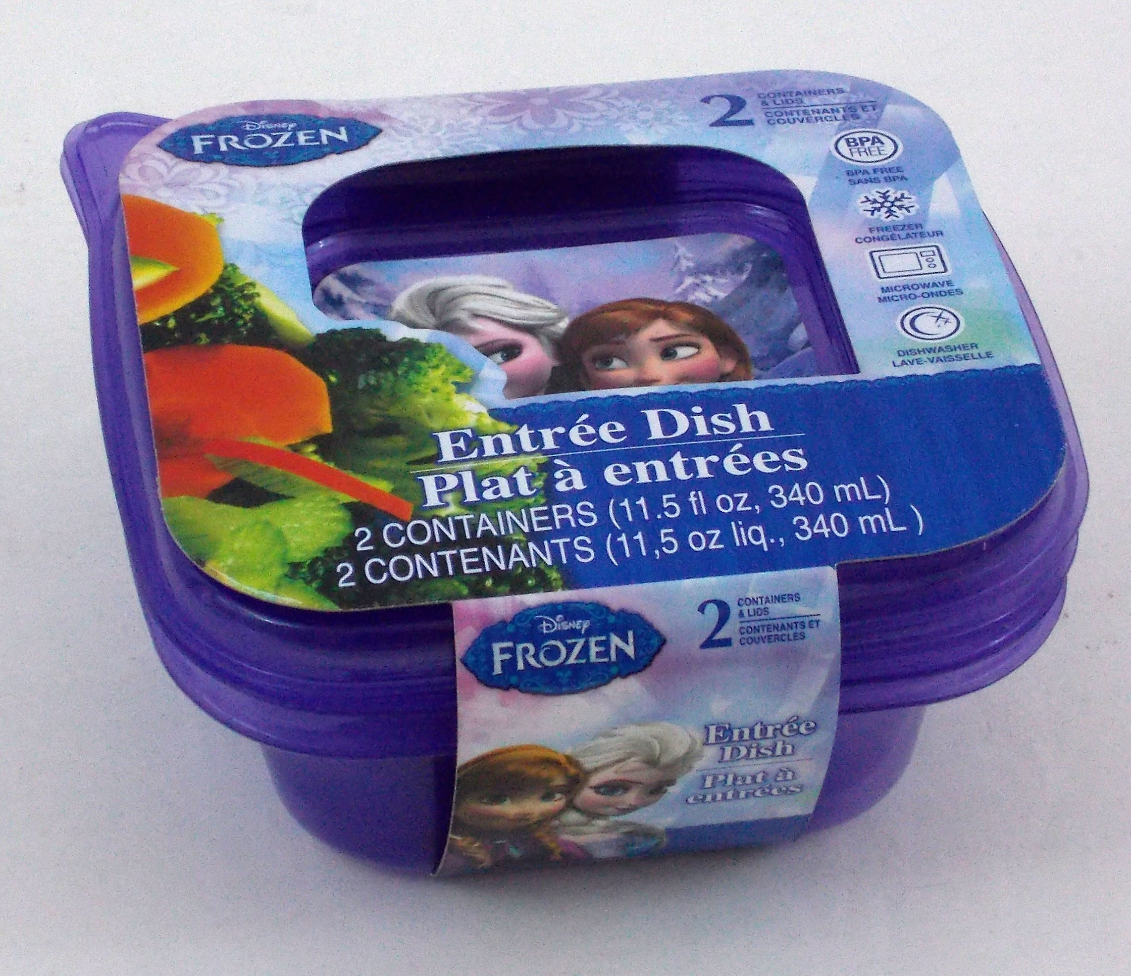 Disney Frozen Entree Dish Set - 2 Pack with Lids | Microwave & Freezer Safe | Perfect for Kids Lunch, Meal Prep & Leftware Storage