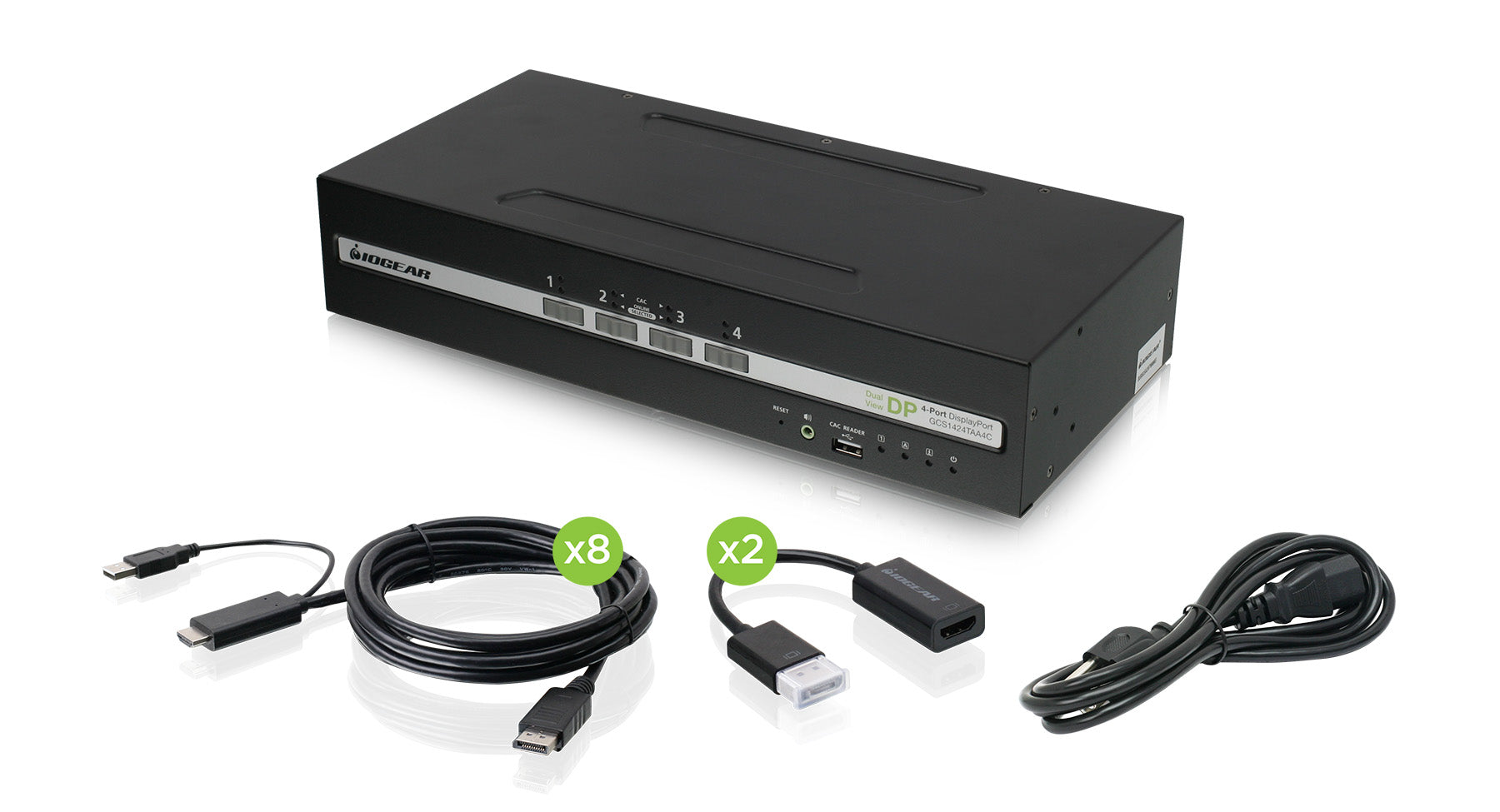 4-Port Dual View KVM Switch with DisplayPort & HDMI - Secure Audio & CAC Support for Multi-Monitor Workstations & Gaming Setups