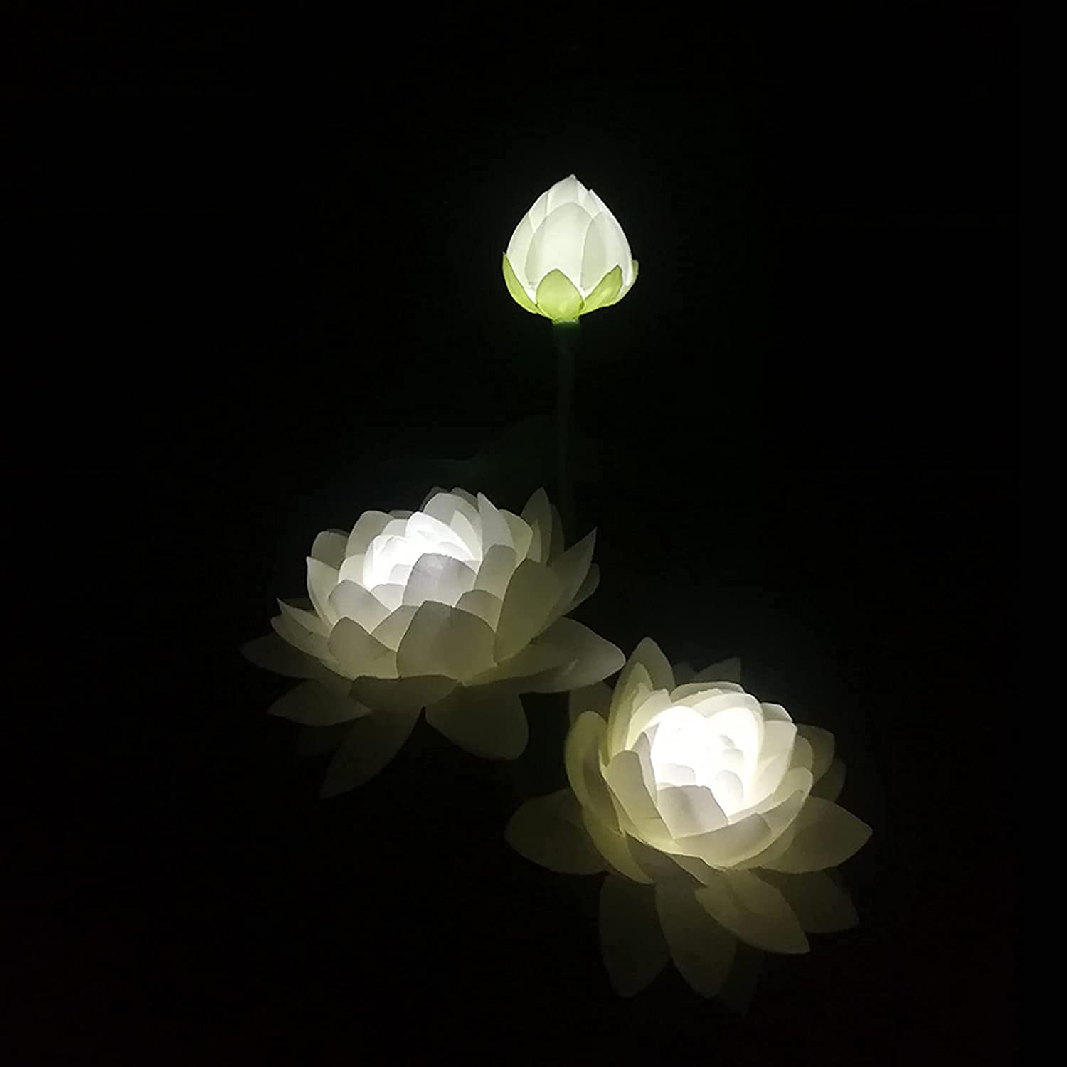 Solar Powered Lotus Flower Garden Lights - 2 Pack Waterproof Outdoor Solar Stake Lights for Yard, Patio, Lawn & Pathway Decoration | Landscape Lighting for Evening Ambience & Garden Parties (White)