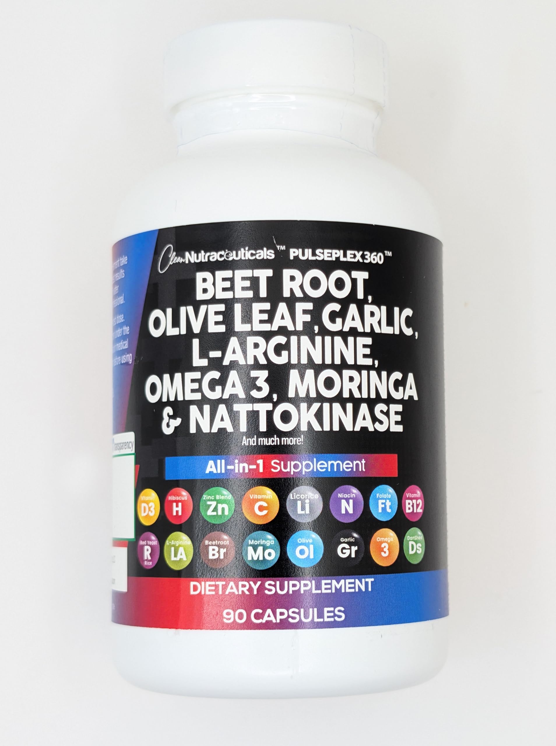 Premium Beet Root Capsules with Olive Leaf, Nattokinase, Garlic Extract & Heart-Healthy Supplements - L-Arginine, Omega 3, Red Yeast Rice, Hibiscus, Danshen - 90 Count for Cardiovascular & Blood Pressure Support - Perfect for Daily Wellness Routine & Active Lifestyle