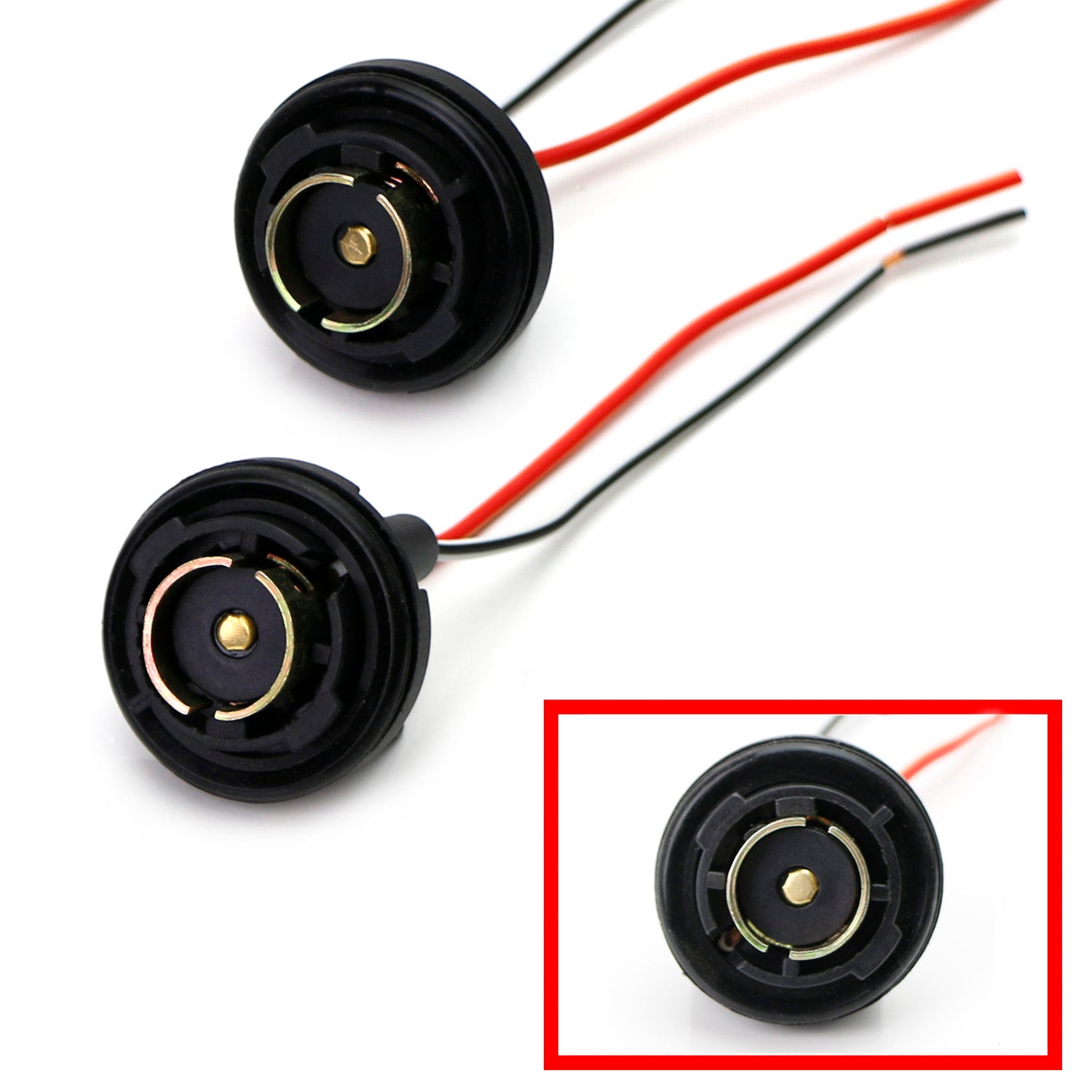 1156 7506 P21W Metal Socket/Base with Pigtail Wiring Harness - Compatible with Turn Signal, Brake Light, Tail Light - Perfect for Car, Truck, Motorcycle, and RV Lighting Upgrades
