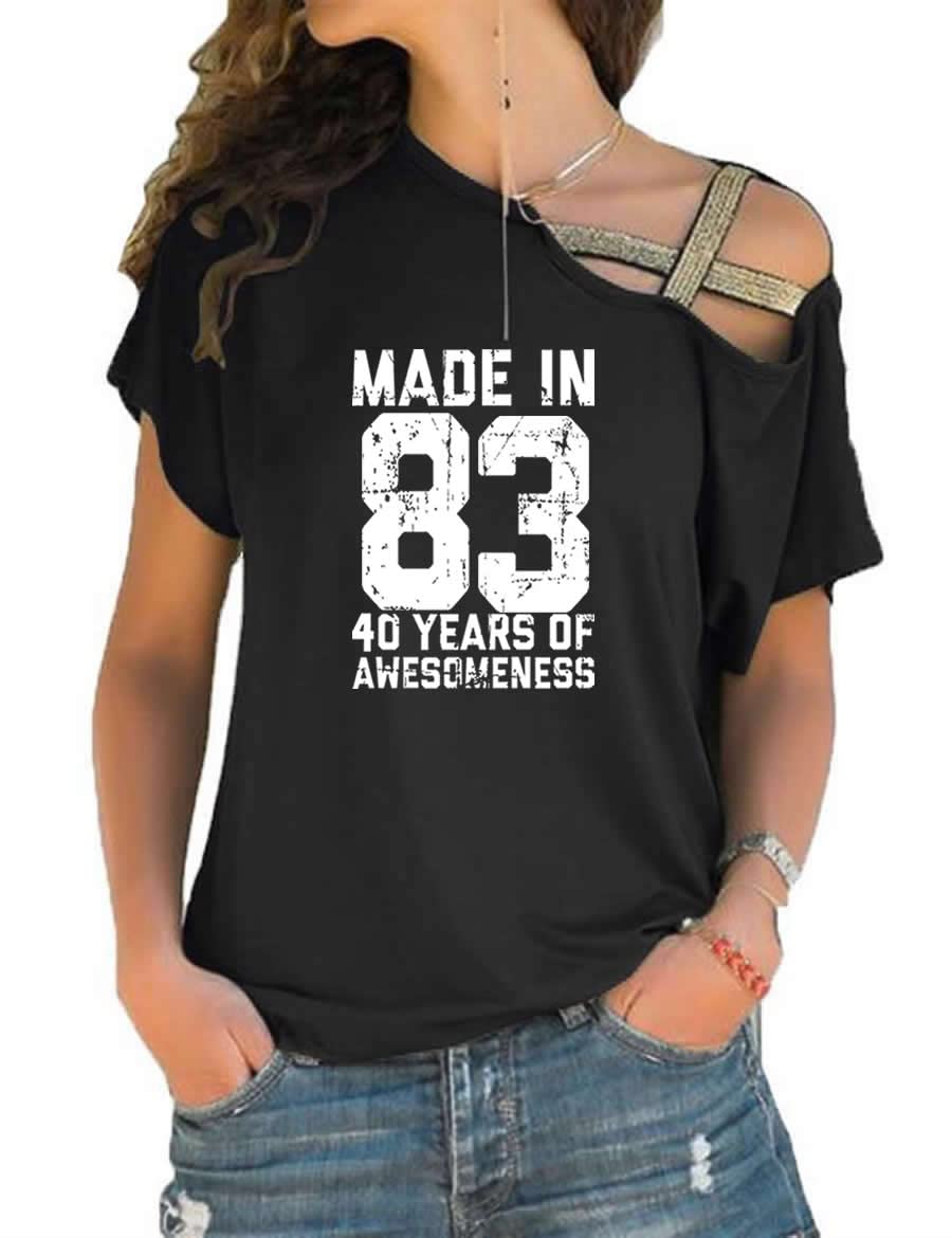 Vintage 1982 Print T-Shirt - Short Sleeve 40th Birthday Gift for Women | Retro Graphic Tee | Comfortable Cotton Shirt | Perfect for Birthday Parties, Casual Wear & Nostalgic Outfits