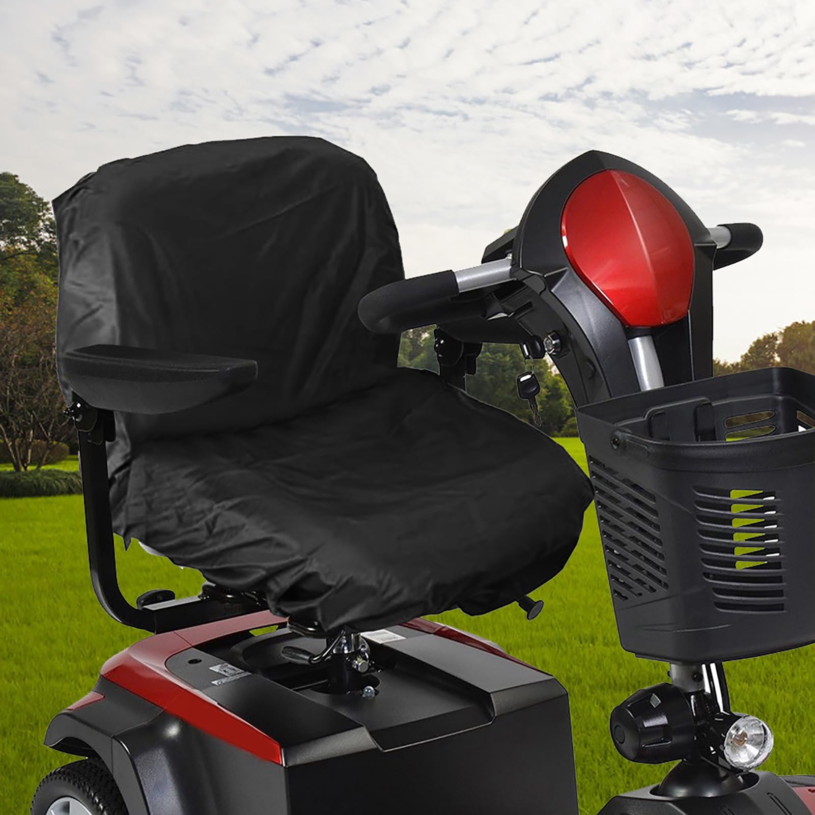 Premium Black Mobility Scooter Seat Cover - Full Back Support Cushion for Electric Wheelchairs & Scooters | Waterproof & Comfortable | Ideal for Seniors, Disabled & Outdoor Use