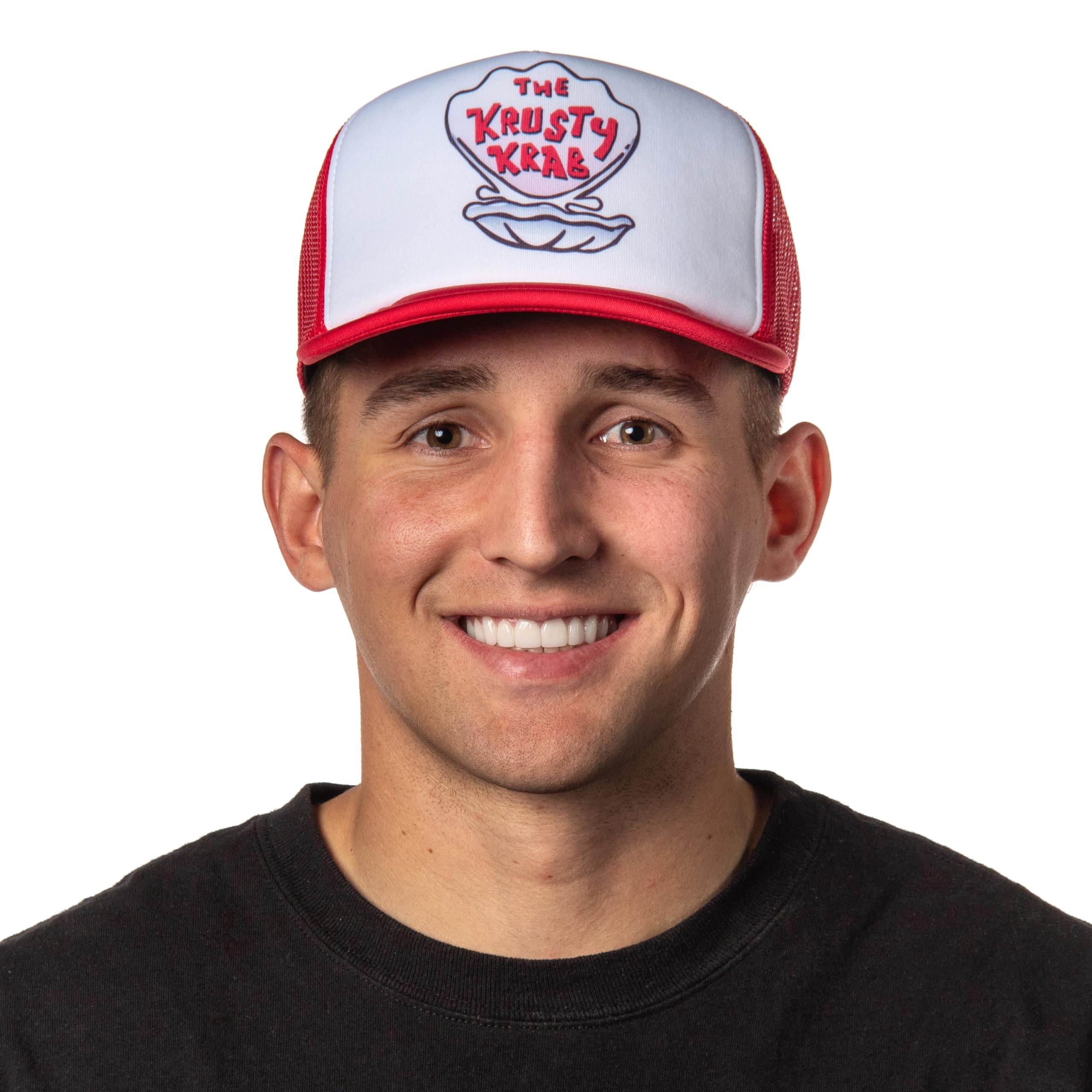 Spongebob Squarepants Krusty Krab Trucker Hat for Adults - Red Unisex Baseball Cap | Nickelodeon Cartoon Character Hat for Fans, Cosplay & Beach Outfits