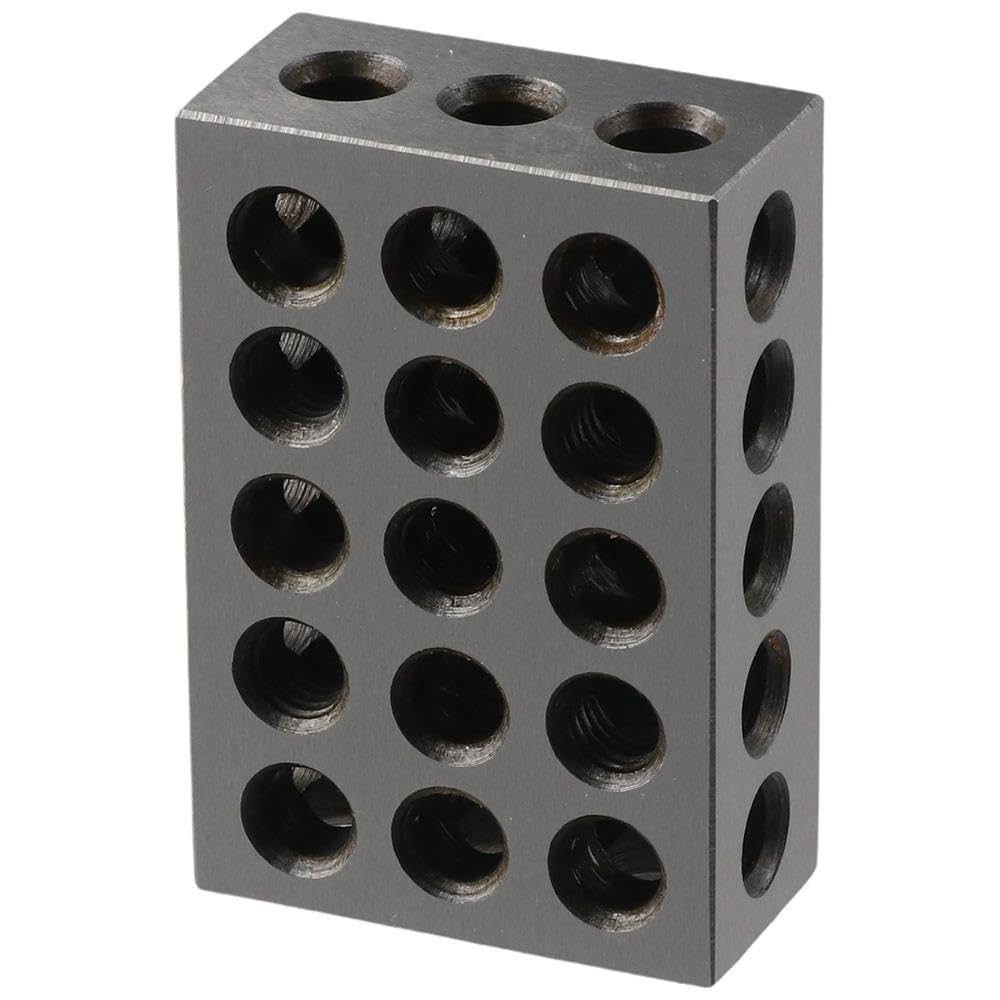 Ultra Precision 1x2x3 Inch Steel Matched Pair Blocks - 23 Holes Machinist Milling Blocks for CNC & Manual Milling Machines - High Quality Silver Finish for Accurate Machining & Tool Setup