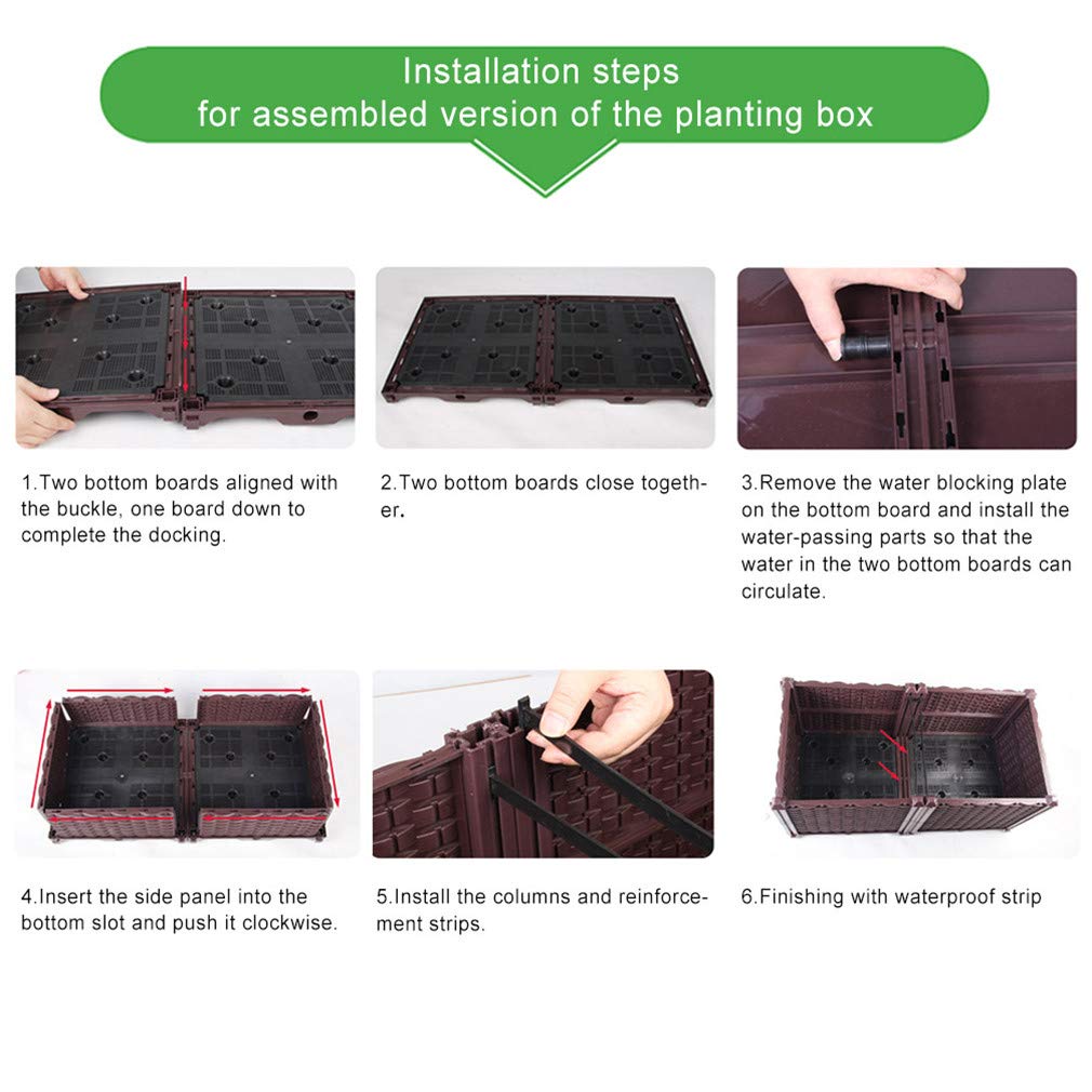 Hershii 76.77 x 15.35 x 8.66 Inch Brown Plastic Raised Garden Bed Kit - Rectangular Planter Box for Vegetables, Herbs, Flowers & Succulents - Indoor & Outdoor Gardening Container - Perfect for Patio, Balcony, Backyard & Urban Farming
