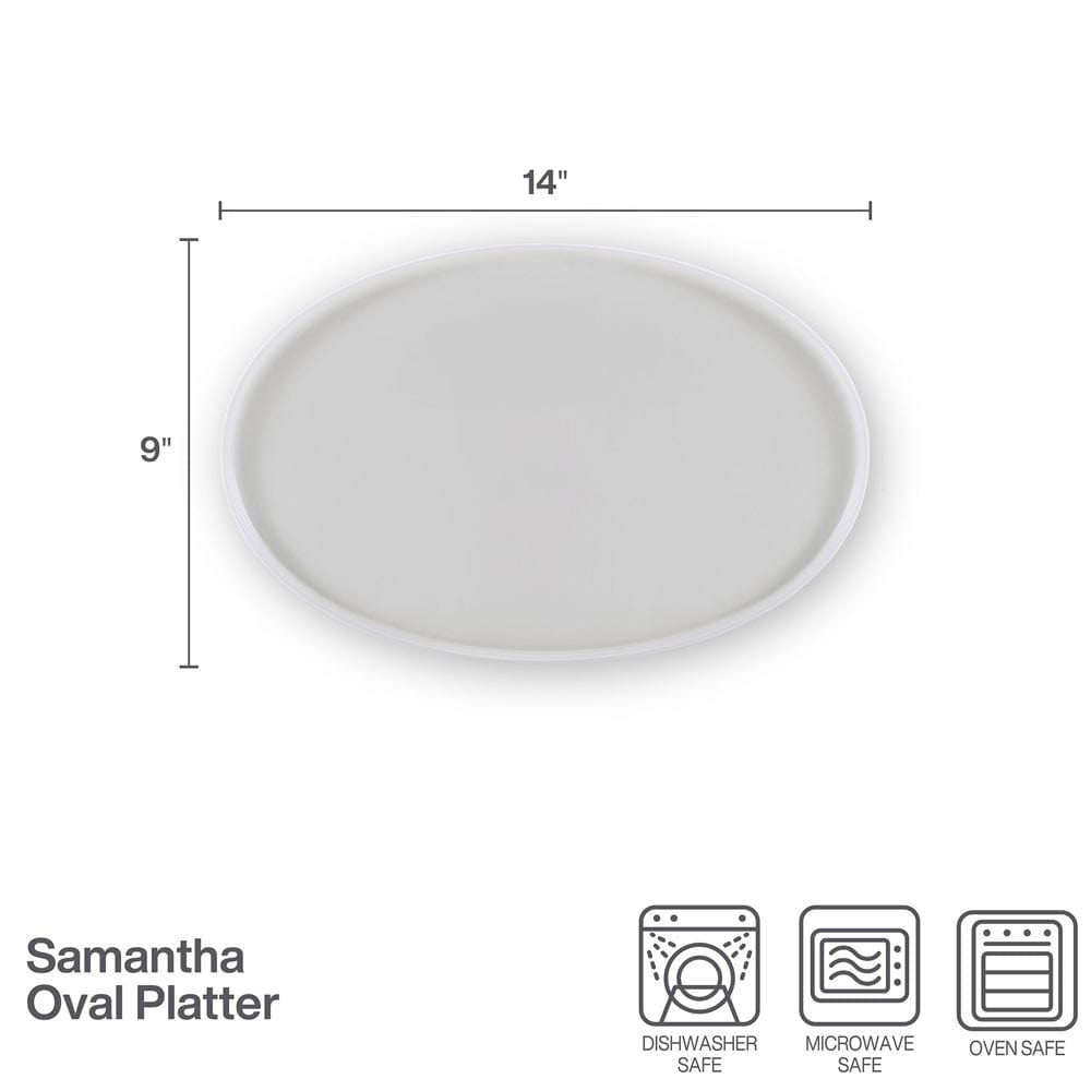 Samantha Oval Platter - Elegant Ceramic Serving Tray for Appetizers, Cheese & Charcuterie | Perfect for Dinner Parties, Entertaining & Holiday Gatherings