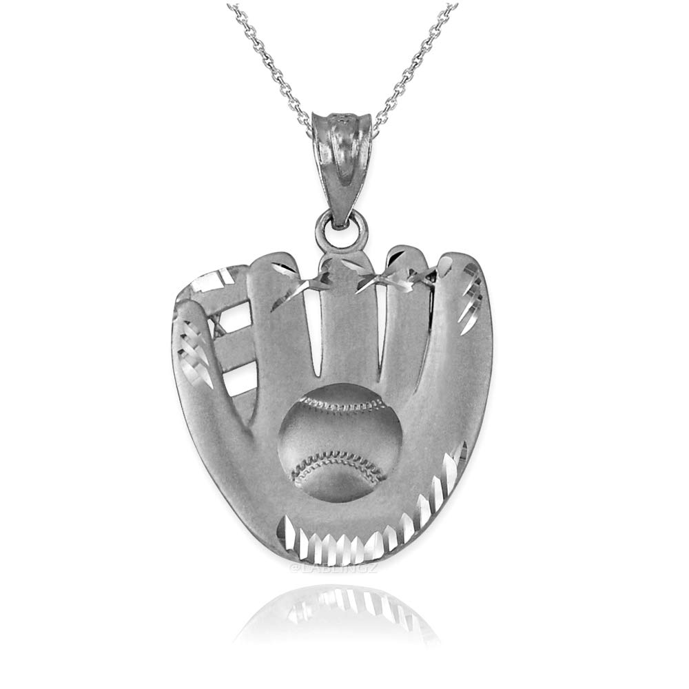 10K White Gold Satin Baseball Glove Pendant Necklace for Men & Women - Elegant Sports Jewelry Gift for Baseball Fans, Players, Coaches - Perfect for Games, Birthdays, Anniversaries