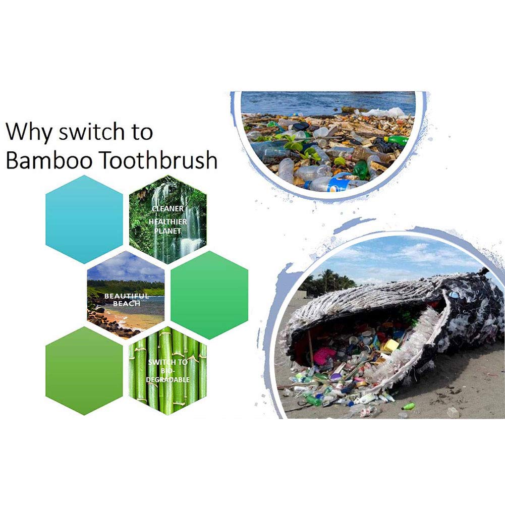 12 Pack Bamboo Toothbrushes - Eco-Friendly Biodegradable Toothbrush with BPA-Free Soft Bristles, Natural Wooden & Organic Charcoal Toothbrushes (Black + White) for Sustainable Oral Care at Home or Travel