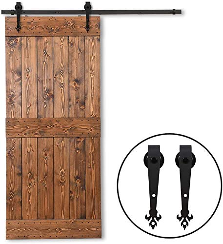 Heavy Duty Sliding Barn Door Hardware Kit 10.5FT/320CM with Industrial Handle - Single Wooden Door System for Doors Up to 63