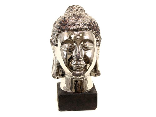 UTC 70119 Silver Ceramic Buddha Statue with Ancient Accent - Handcrafted Home Decor for Meditation, Yoga Room & Asian-Inspired Interior Design