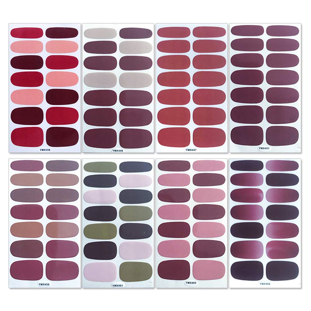 WOKOTO 20 Sheets Solid Color Nail Polish Wraps - Self-Adhesive Nail Decals & 1 Nail File - Full Cover Strips for DIY Manicure at Home, Salon, Parties & Special Occasions
