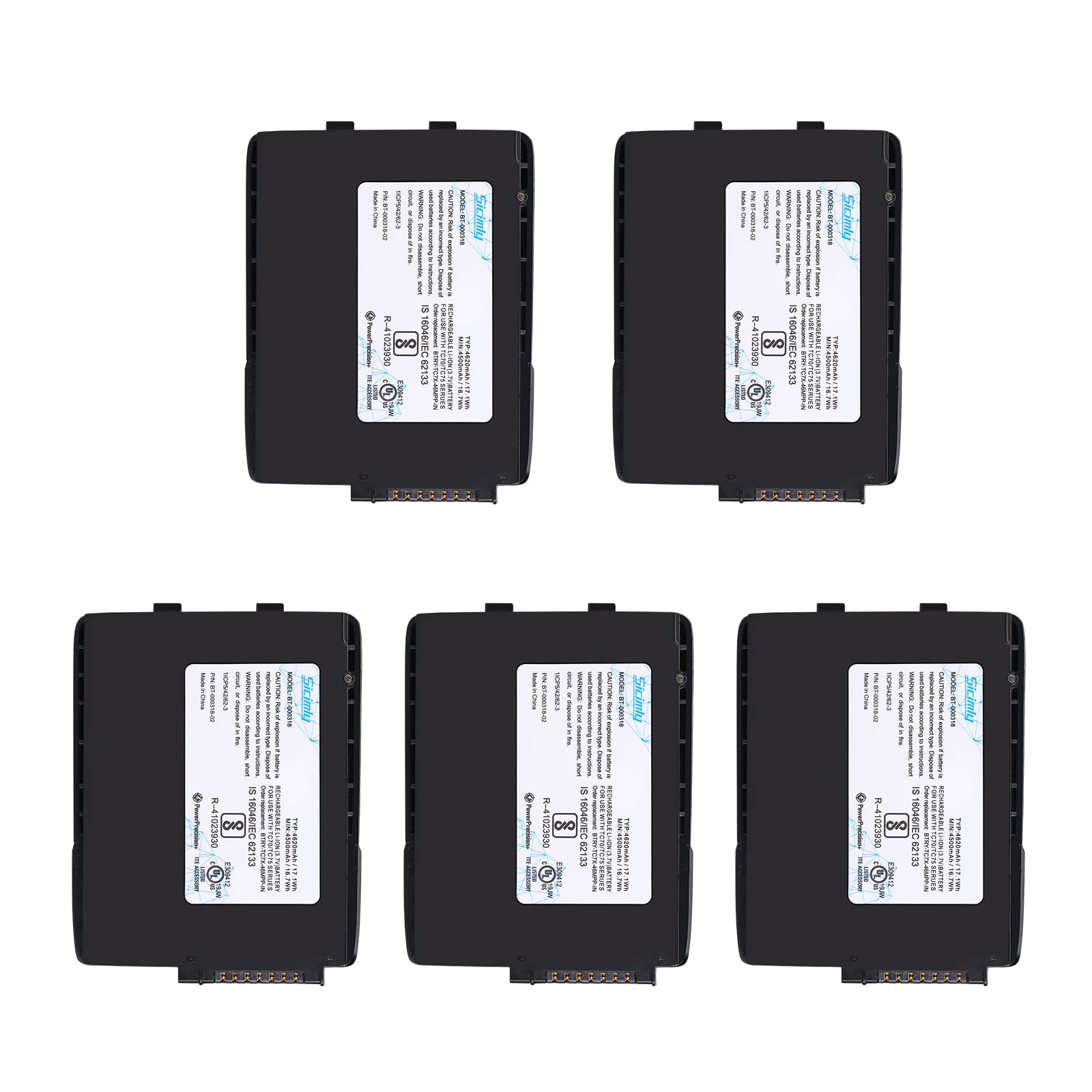 5PCS BT-000318 Replacement Battery for Zebra Symbol TC55 TC77 TC70 TC75 TC70x TC700H TC700K TC72 TC720L TC75X - Compatible with 82-171249-02 BTRY-TC7X-46MA2 - Long Lasting Power for Barcode Scanners - Perfect for Retail, Warehouse & Inventory Management
