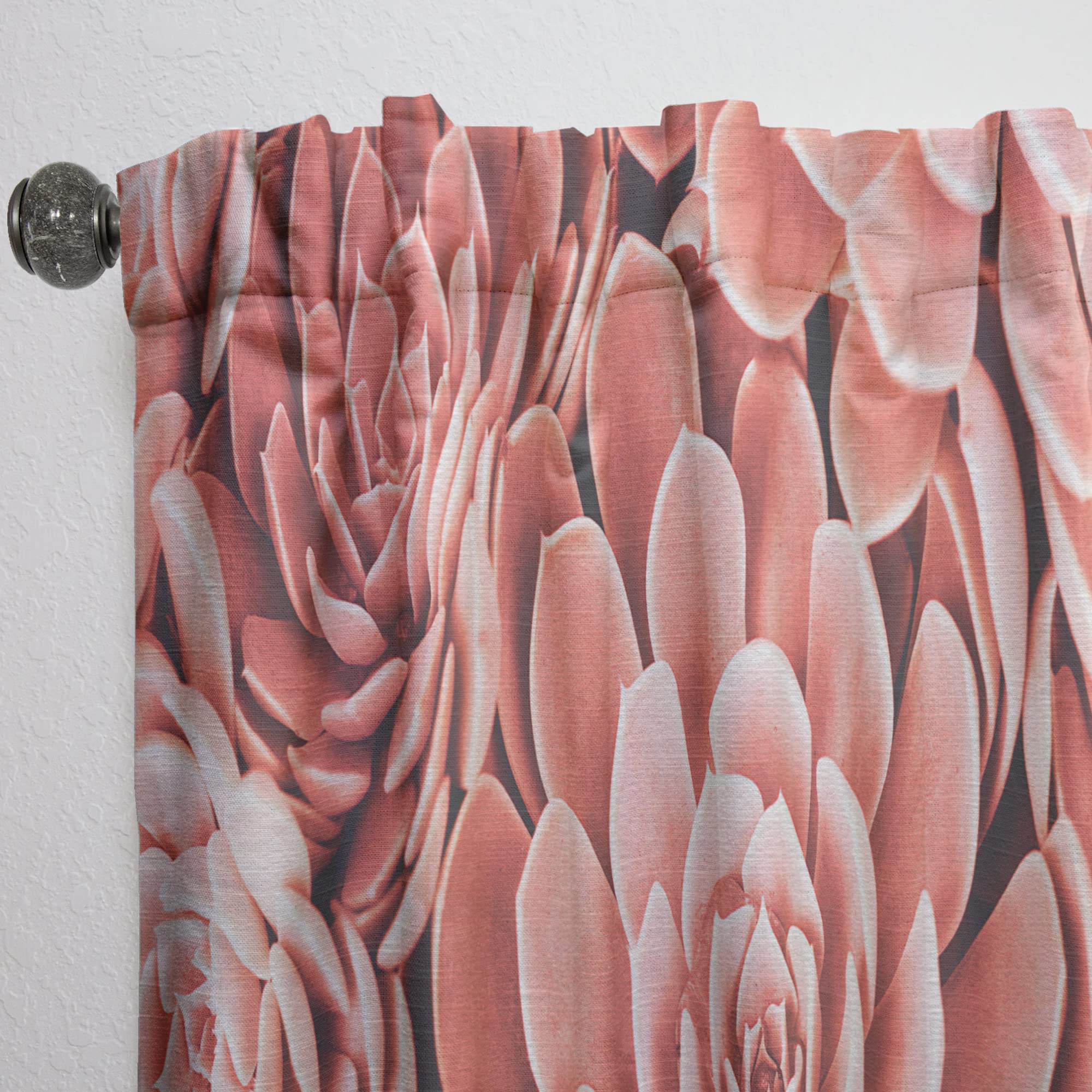 Coral Succulent Print Thermal Insulated Curtains for Bedroom & Living Room - Single Panel 52x120 Inches - Energy Saving Blackout Drapes for Home Decor