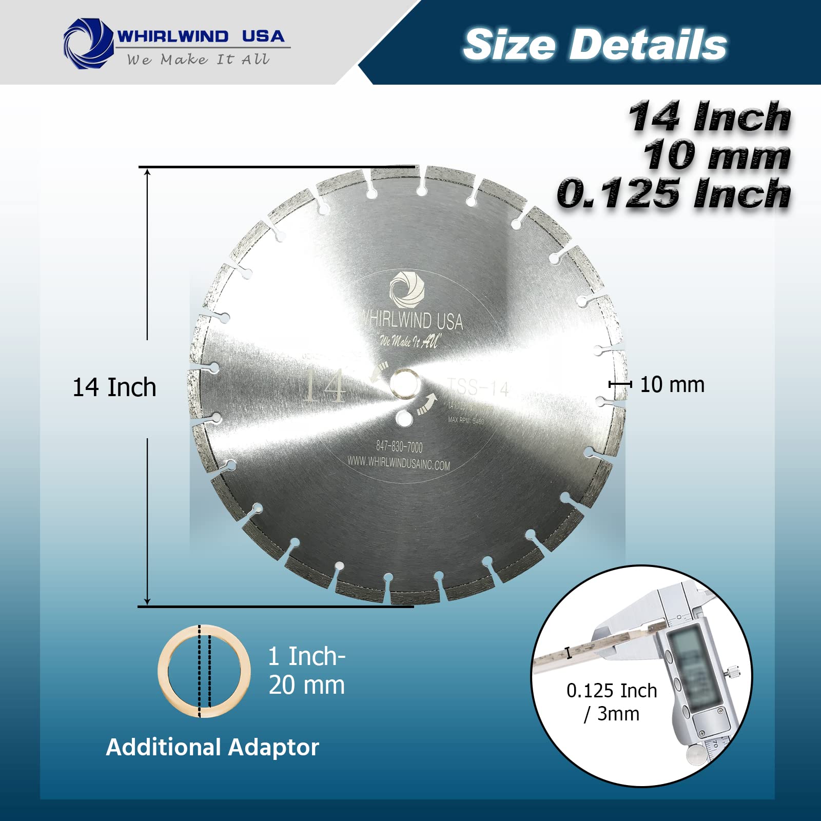 14 Inch Diamond Saw Blade - Laser Welded for Dry/Wet Cutting - Concrete, Masonry, Stone, Brick, Granite - Perfect for Construction, Renovation & DIY Projects