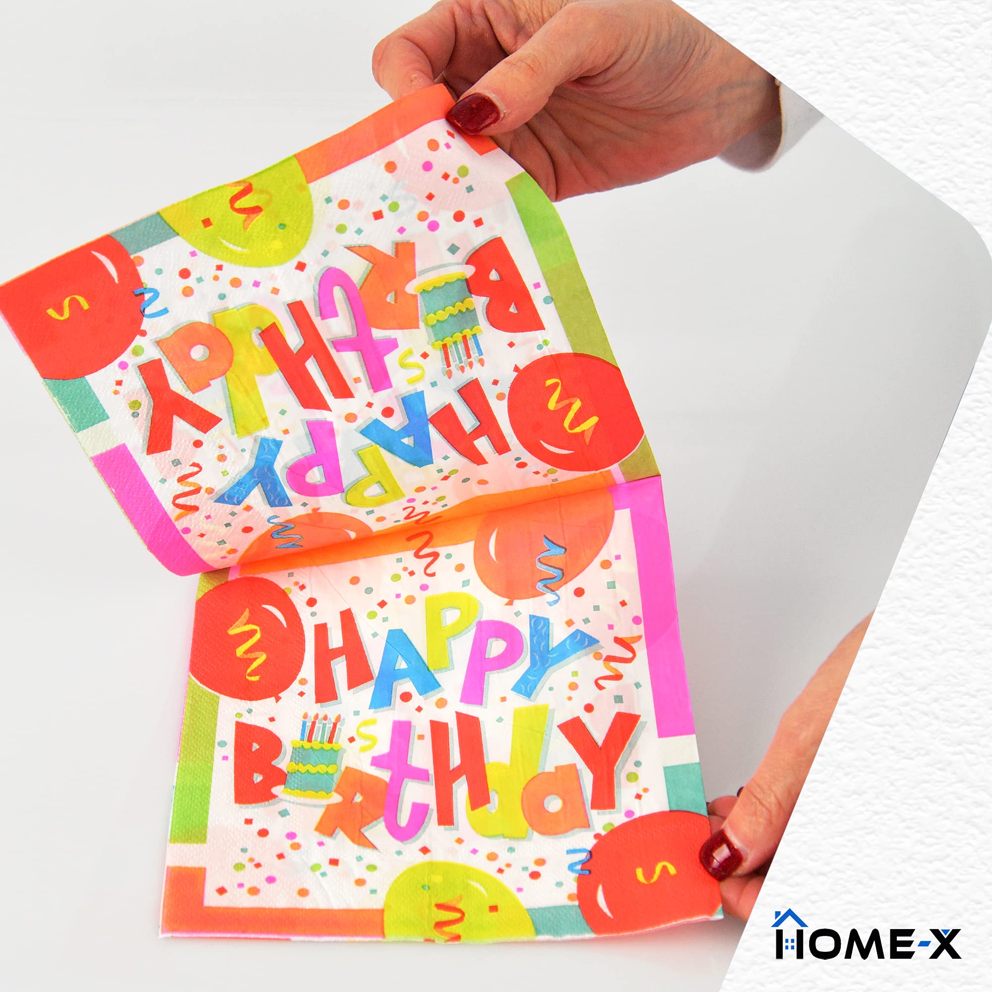 Happy Birthday Napkins - 48pc Confetti Paper Napkins for Birthday Party Decorations, Double Layer 6.5