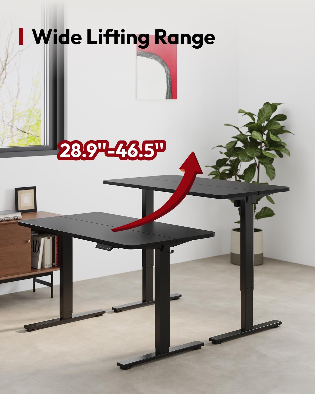 SANODESK Electric Standing Desk 40x24 Inches - Height Adjustable Sit Stand Desk with Splice Board for Home Office (Black Frame/Black Top) | Ergonomic Workstation for Remote Work & Gaming Setup