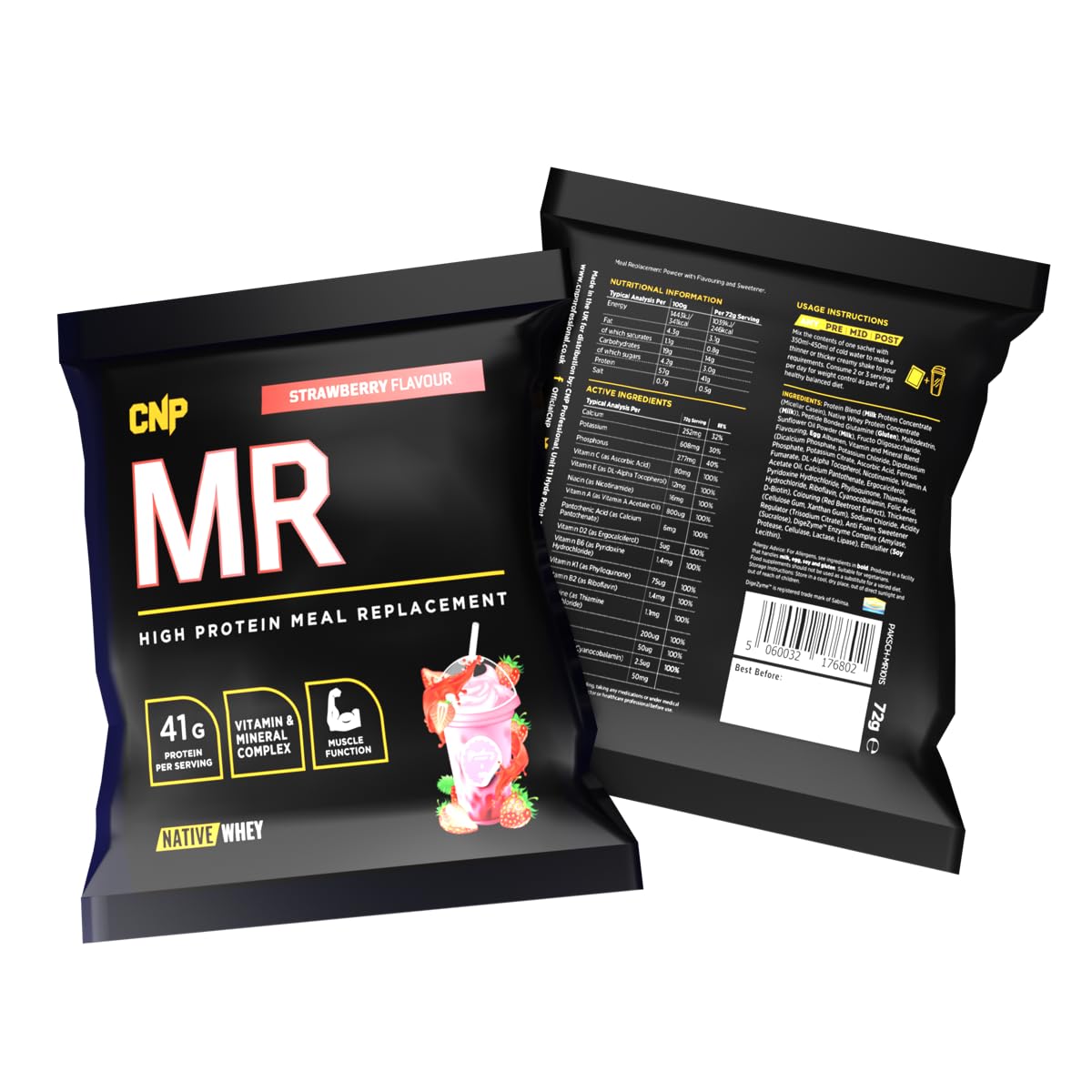 Dorian Yates Pro-M.R. Advanced Protein Meal Replacement Powder - Wild Strawberry Flavor, 2.54-Ounce Packets (20 Count) | Post-Workout Recovery & Healthy Meal Substitute for Athletes & Fitness Enthusiasts