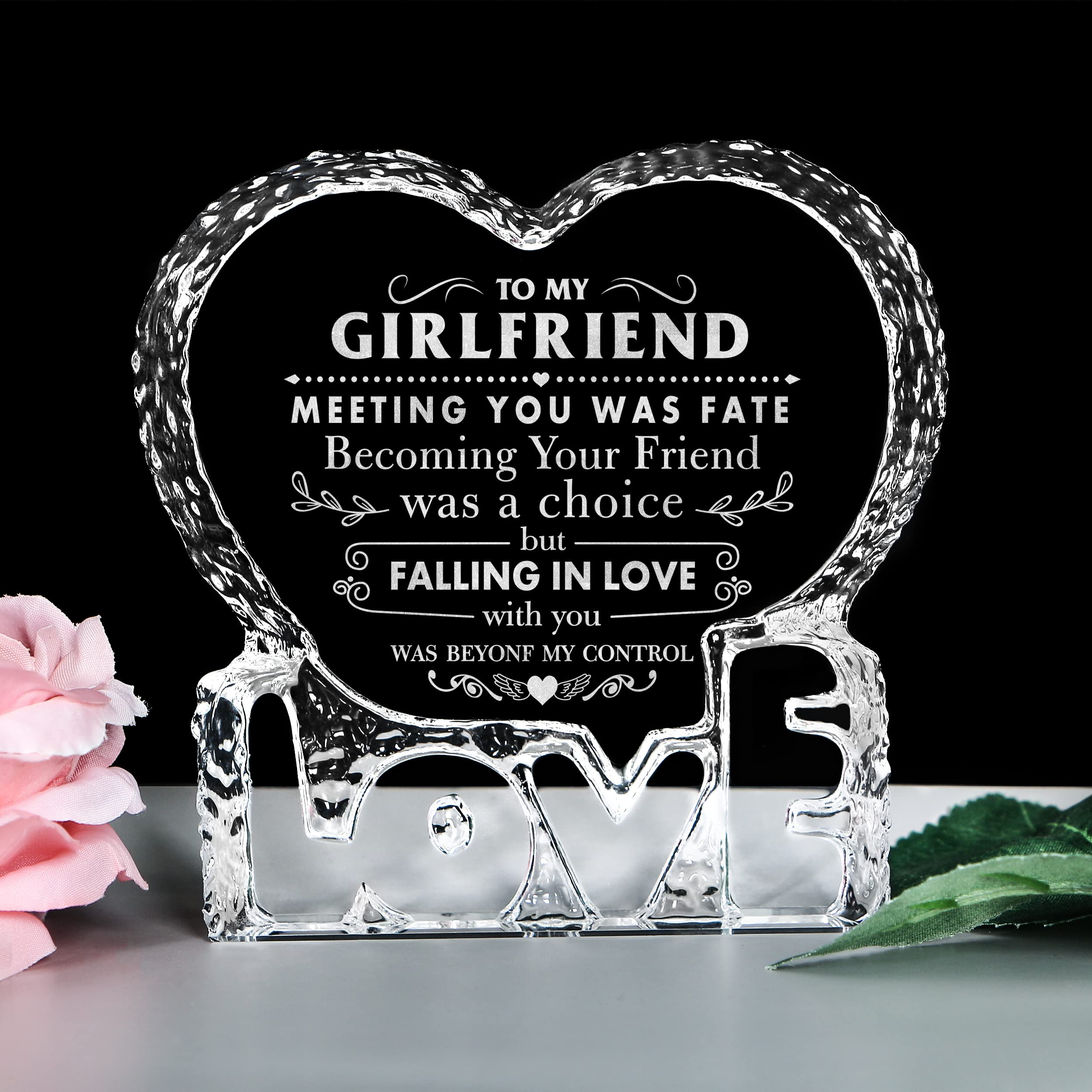 Personalized Heart-Shaped Crystal Anniversary & Birthday Gifts for Girlfriend - Romantic Couples Keepsake for Christmas, Valentine's Day & Special Occasions - Perfect for Home Decor, Wedding Anniversaries & Thoughtful Surprises