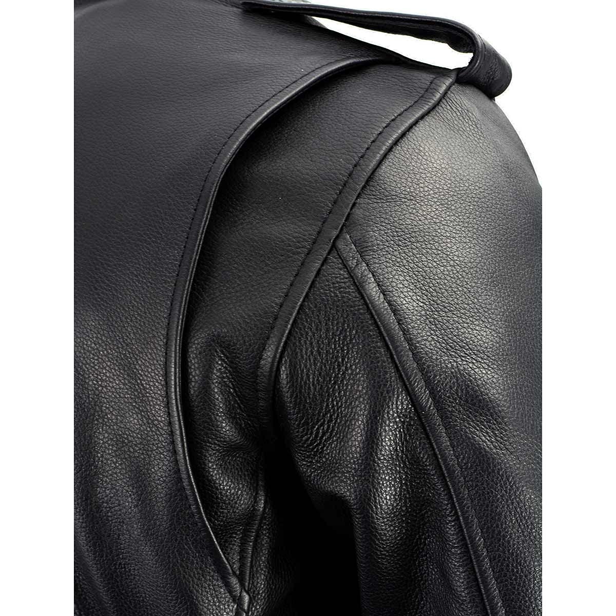 Milwaukee Leather LKM1711TALL Men's Black Tall-Size Police Style Leather Jacket with Side Lace | Motorcycle Riding, Law Enforcement & Casual Wear