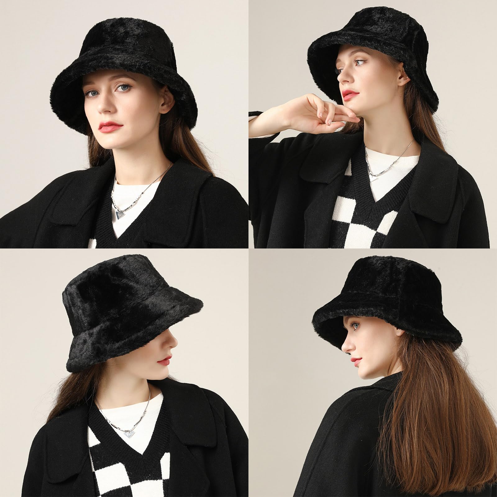 Winter Faux Fur Bucket Hat - Soft Fluffy Warm Unisex Beanie for Women & Men - Cozy Fisherman Style Hat for Teens & Girls - Perfect for Snow Days, Outdoor Activities & Fashion Accessories