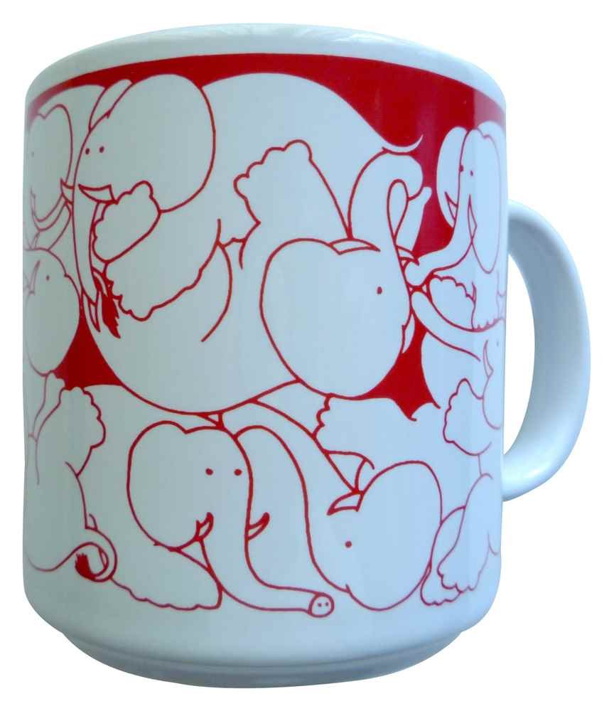Taylor & Ng Animated Red Nighttime Elephants Ceramic Mug - Perfect for Coffee, Tea & Hot Chocolate at Home or Office