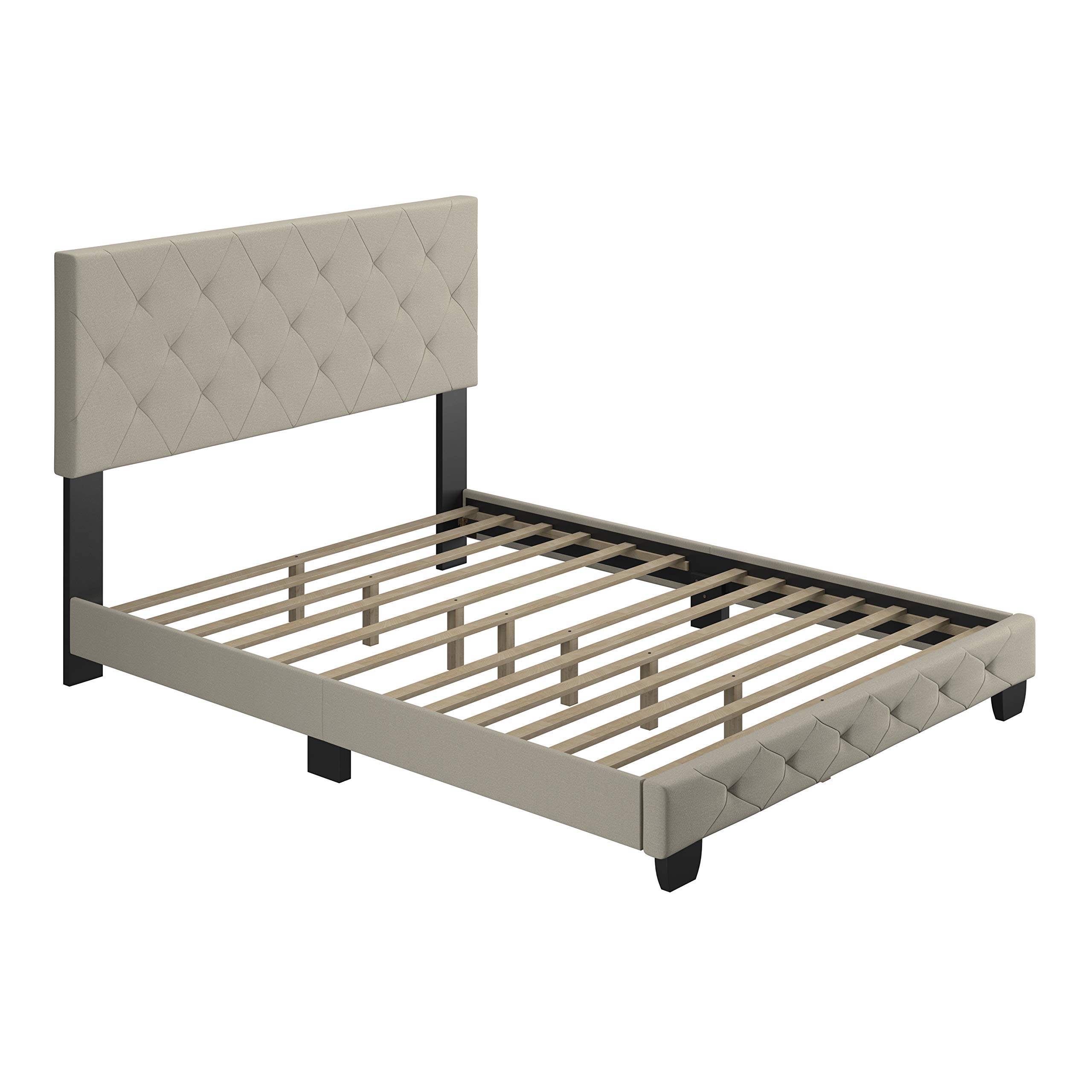 Boyd Sleep Chloe Queen Size Platform Bed Frame - Off White Linen Upholstered, Adjustable Headboard, No Box Spring Needed | Easy Assembly, Quiet & Sturdy Mattress Support | Perfect for Master Bedrooms, Guest Rooms & Modern Apartments