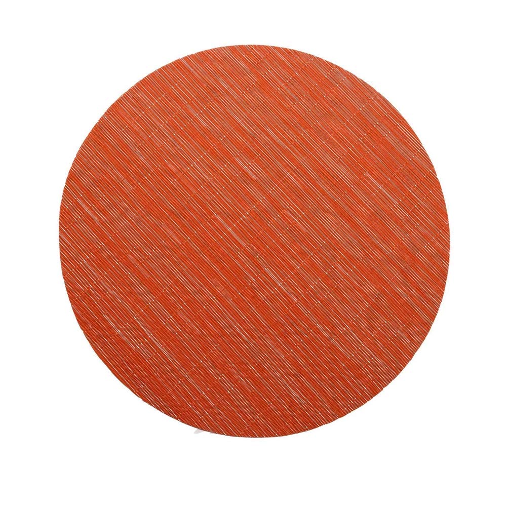 Premium Woven Vinyl Wedge Placemats Set - 1 Round Centerpiece + 6 Wedge Placemats, Heat Resistant & Easy Clean Table Mats for Dining Room Decor, Orange - Perfect for Holiday Dinners, Family Gatherings & Formal Dining Settings