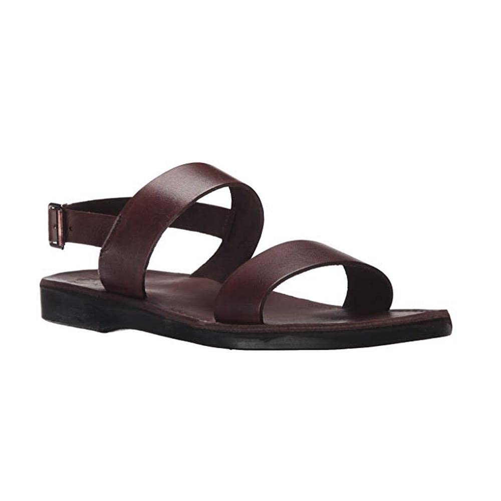 Golan Men's Leather Two Strap Sandals - Comfortable Casual & Outdoor Walking Sandals for Beach, Travel, and Summer Wear