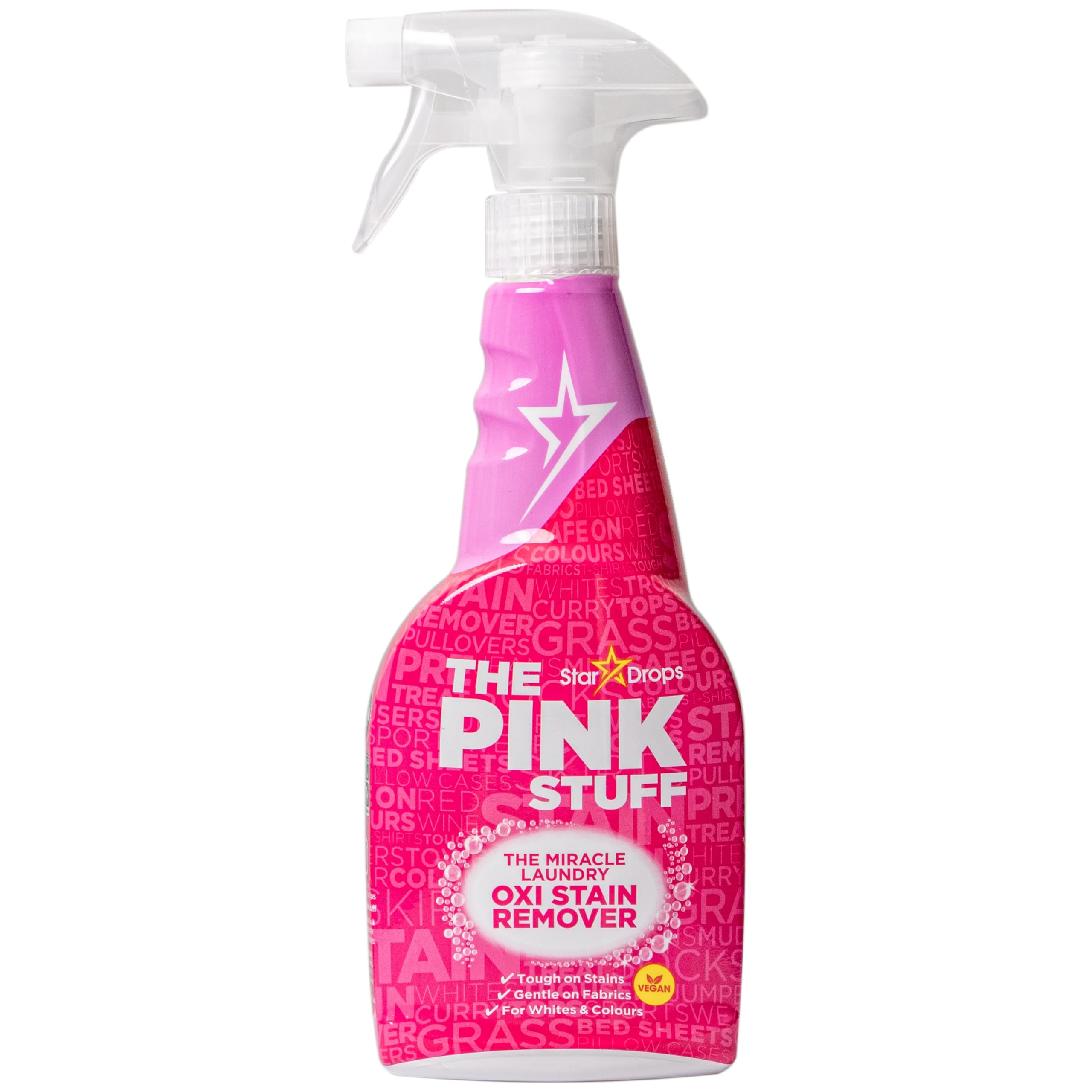 Stardrops The Pink Stuff Miracle Laundry Oxi Stain Remover Spray 500ml | Powerful Stain Removal for Clothes, Upholstery & Carpets | Ideal for Laundry, Home Cleaning & Tough Stain Treatment