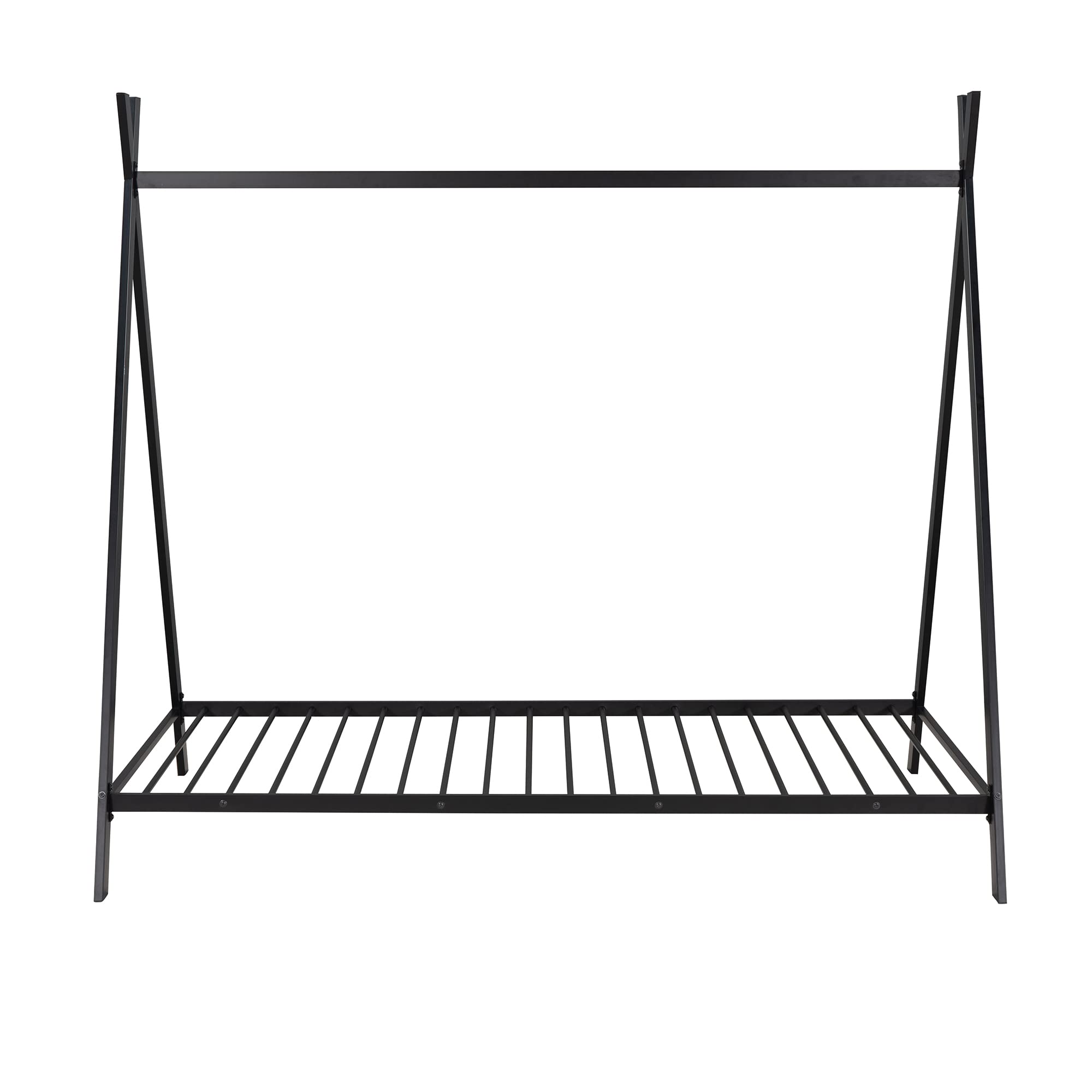 **Metal Twin House Bed for Kids - CITYLIGHT Tent Bed with Slats, Montessori Floor Bed for Toddlers, Boys & Girls (Twin, Black) - Perfect for Playrooms, Bedrooms & Montessori Learning Spaces**