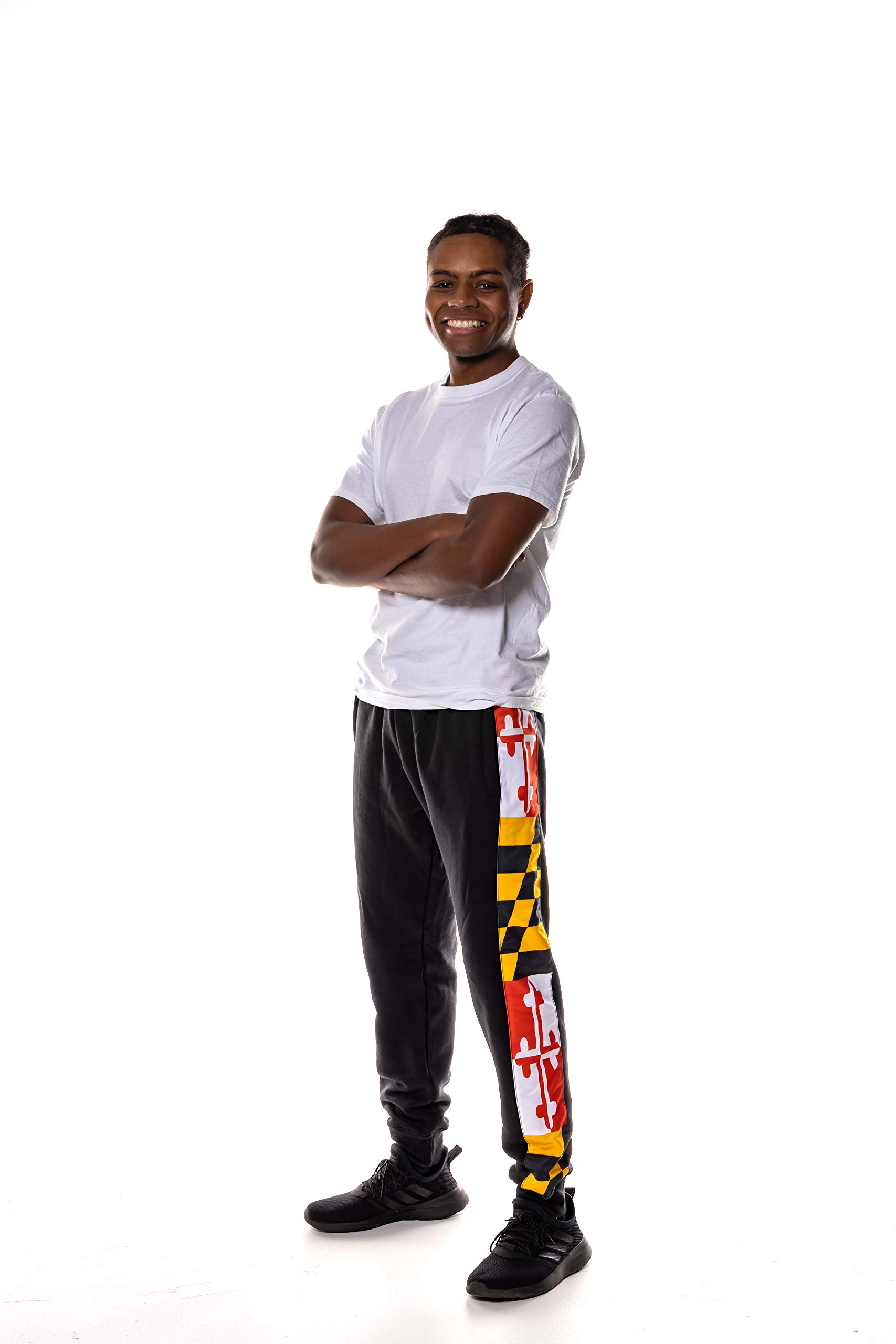 Maryland Flag Men's Fleece Jogger Pants - Twin Vision Activewear Comfortable Black Sweatpants for Gym, Running & Casual Wear