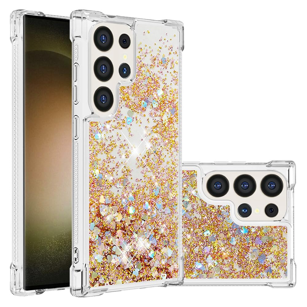 YuhooTech Glitter Quicksands Phone Case for Samsung Galaxy S24 Ultra with Neck Strap - Stylish Protective Cover with Lanyard for Everyday Use, Travel & Outdoor Activities