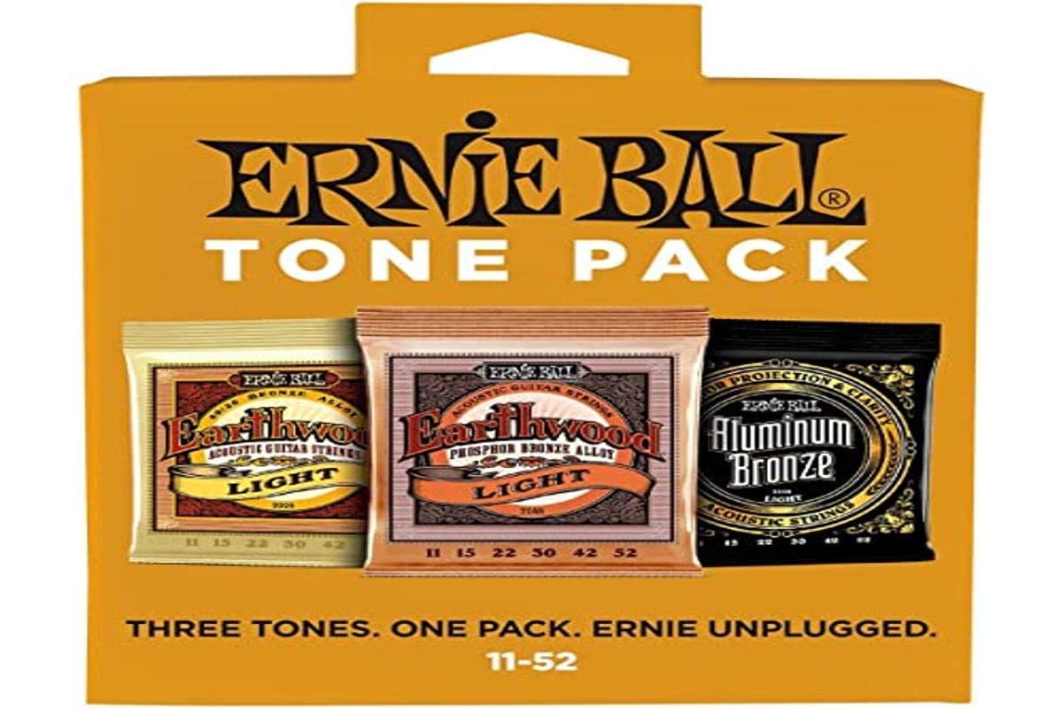 Ernie Ball Acoustic Tone Pack Light Guitar Strings 11-52 Gauge (P03314) - Perfect for Folk, Blues & Fingerstyle Playing