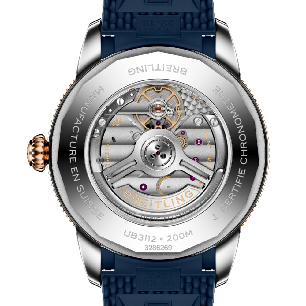 Superocean Heritage B31 Automatic Men's Watch - 44mm Steel & 18K Red Gold Case with Blue Dial & Rubber Strap | Luxury Diving Watch for Professional Divers & Water Sports Enthusiasts