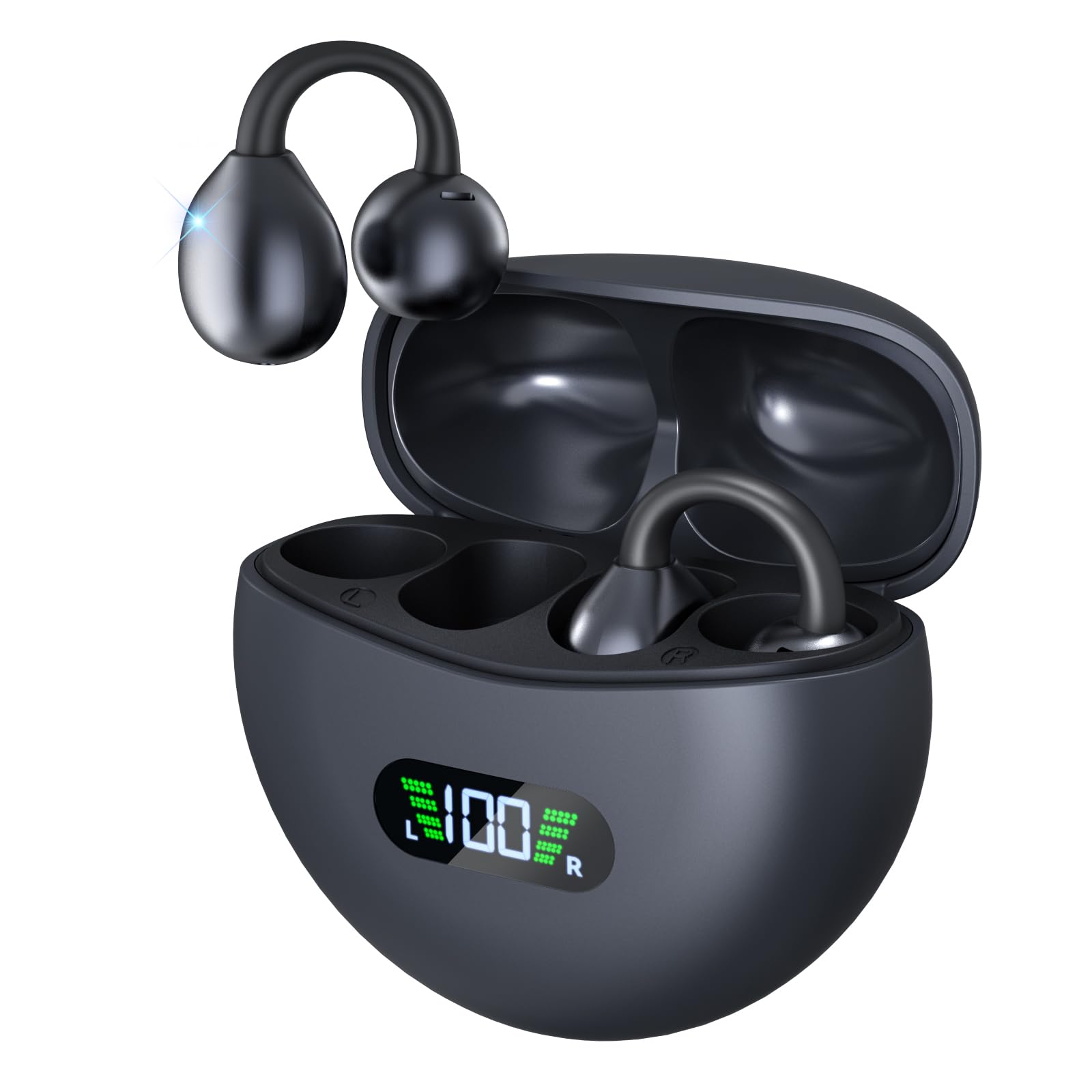 ANSTEN Open Ear Clip Wireless Earbuds Bluetooth 5.4 - 30H Playtime, Lightweight Comfort, IPX5 Waterproof - Bone Conduction Headphones for Running, Cycling, Gym Workouts & Outdoor Sports