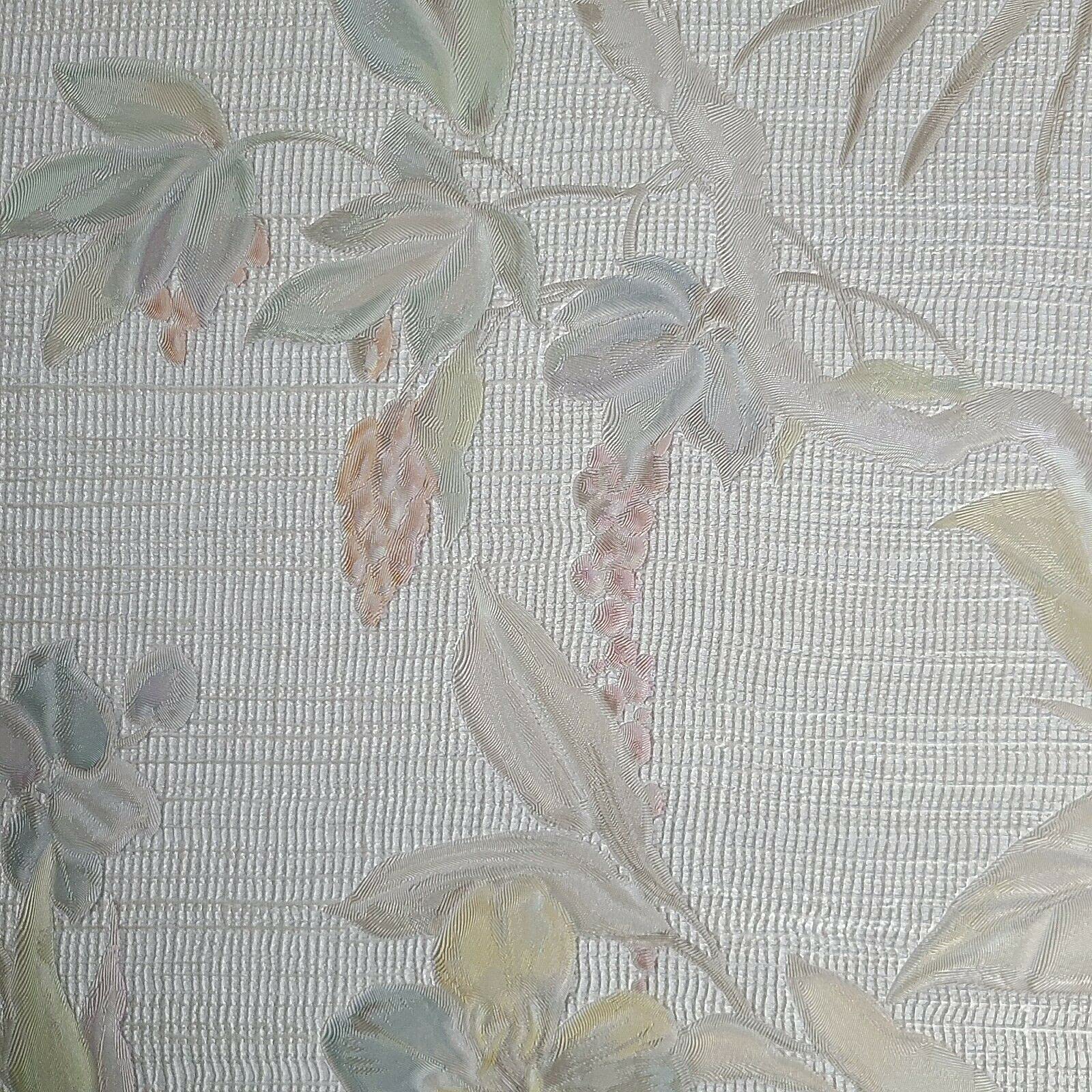 Luxury Modern Floral 3D Textured Wallpaper - Neutral Beige Tan Cream Green Faux Fabric Vinyl Covering Roll (2.3x33 ft, 76 sq.ft) - Perfect for Living Room, Bedroom & Home Office Decoration