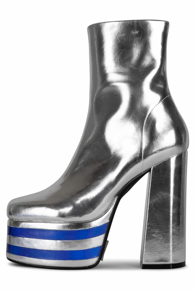 Jeffrey Campbell Women's Just Dance Silver Metallic Platform Heels - Stylish Party & Night Out Shoes for Women