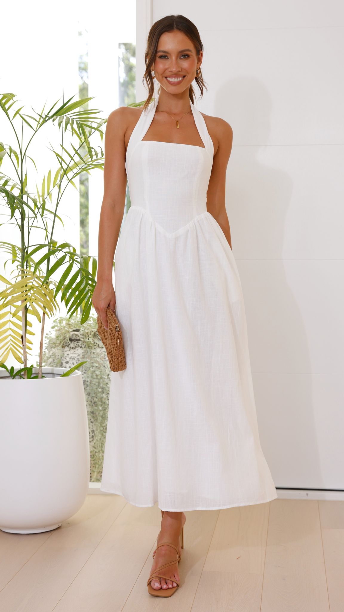Caden Maxi Dress for Women - Elegant White Long Summer Dress with Flowy Skirt | Perfect for Beach, Vacation, and Casual Outings