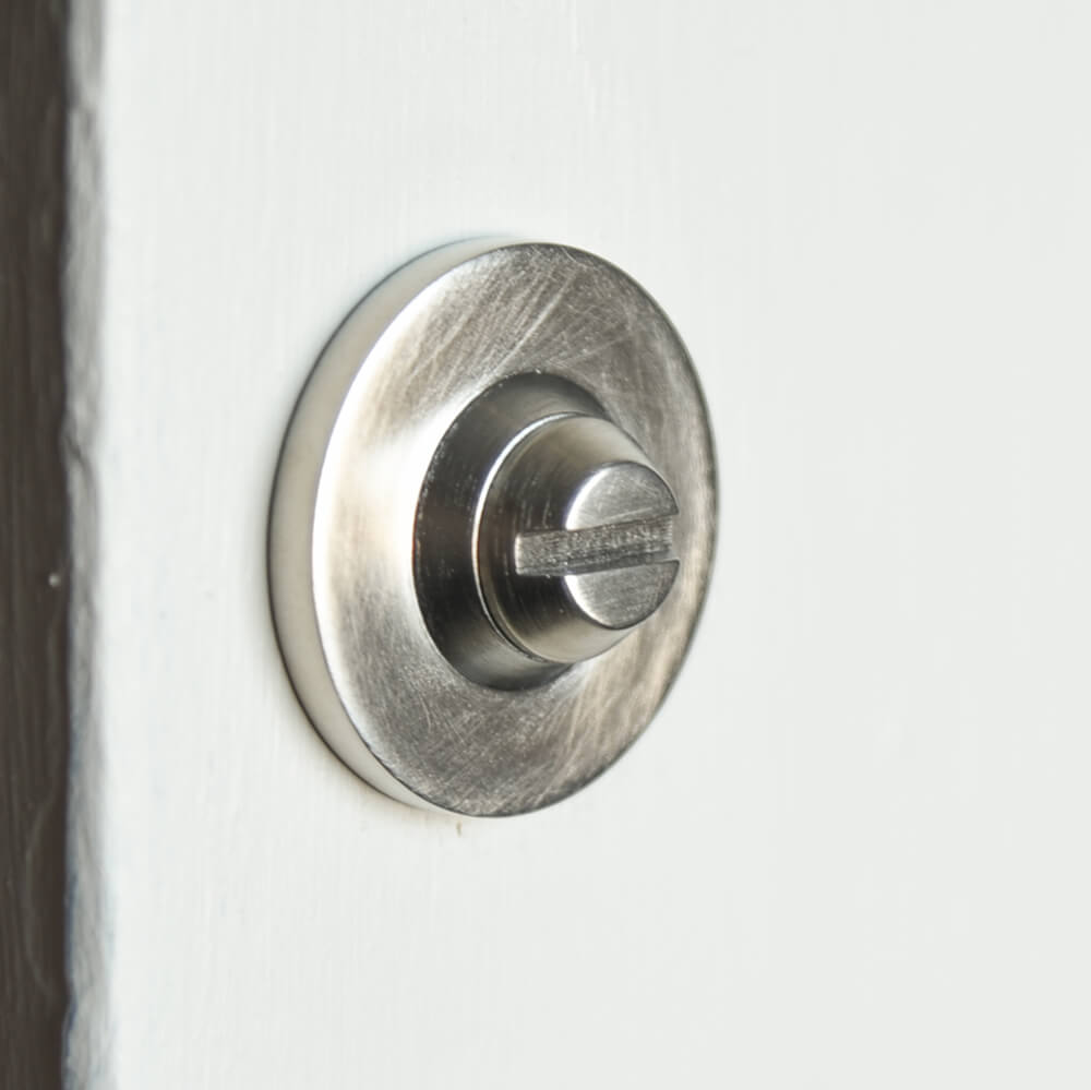 Satin Nickel Oval Bathroom Thumbturn Lock - Elegant Privacy Door Knob for Bathroom, Bedroom & Closet - Perfect for Home and Office Use