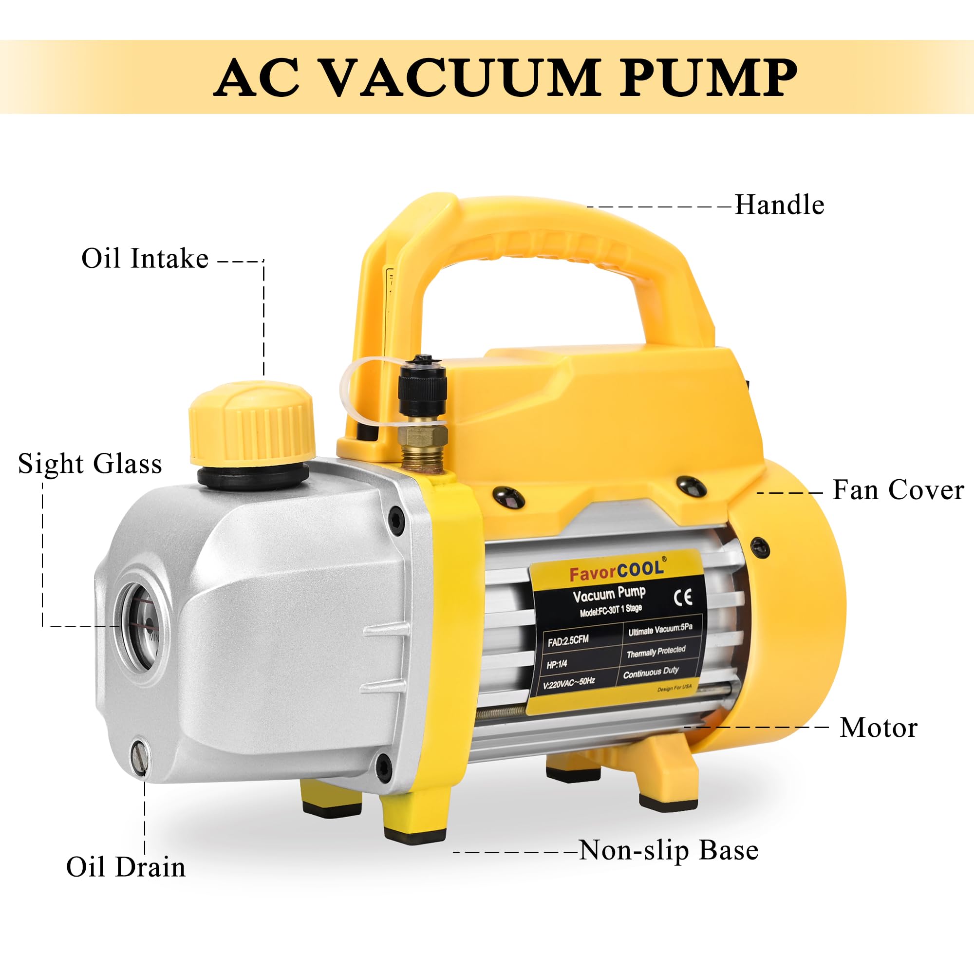 **AC Gauges and Vacuum Pump Kit - 3 CFM 1/4 HP HVAC Vacuum Pump & R410a R134a R22 Manifold Gauge Set with 4FT Hoses, Adjustable Couplers, Adapter & Can Tap - Perfect for AC Repair, Refrigerant Charging & HVAC Maintenance**