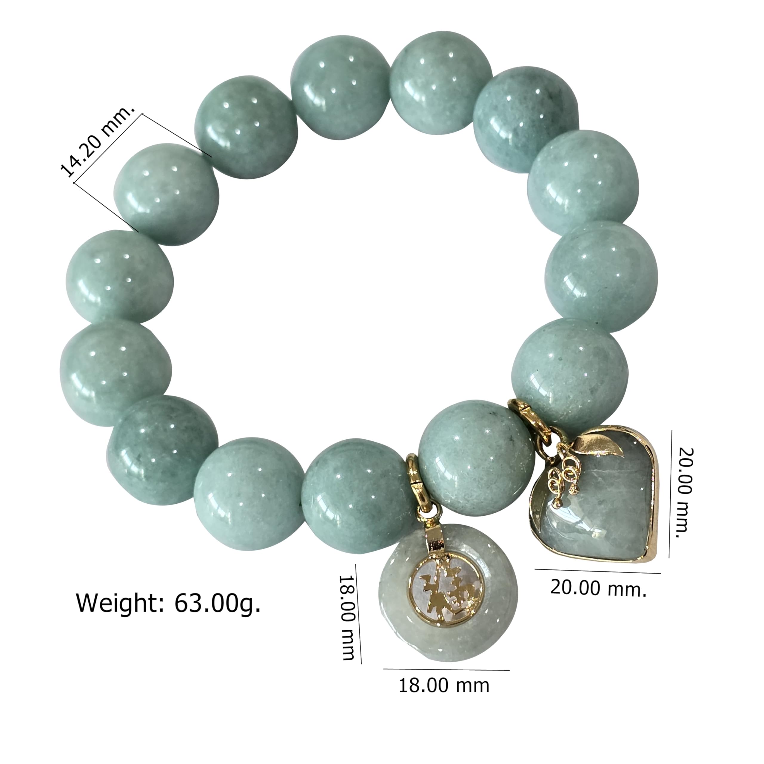 Natural Green Jade Bracelet for Women - Real Jade Bangle with Healing Energy, Lucky Heart Coin & Money Charm - Perfect for Meditation, Gifts & Spiritual Wellness