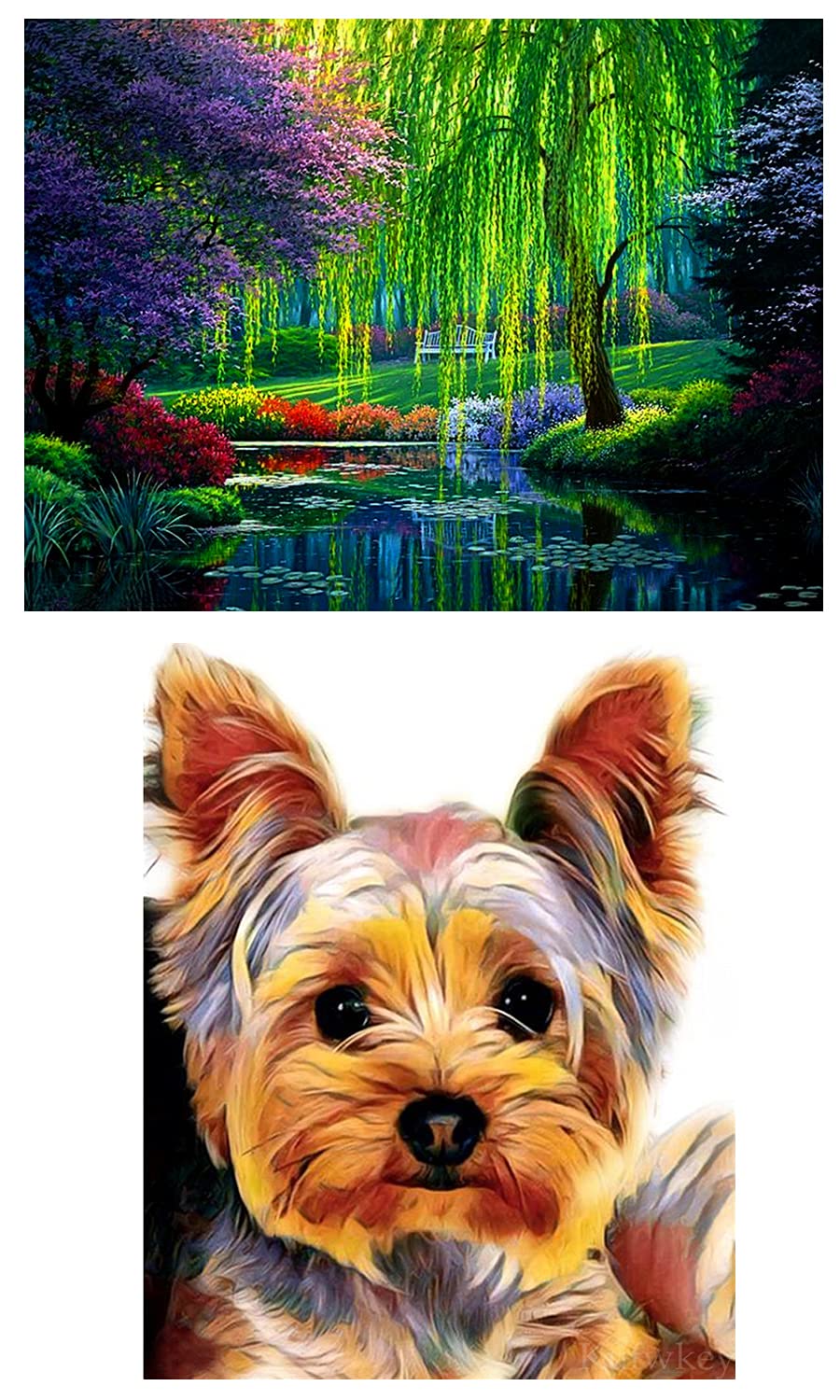 NEILDEN Diamond Painting Kits for Adults - DIY Full Drill Round Diamond Art Kits for Home Decor, 2 Pack Willow Tree Design - Perfect for Living Room Wall Art, Bedroom Decor & Relaxing Craft Projects