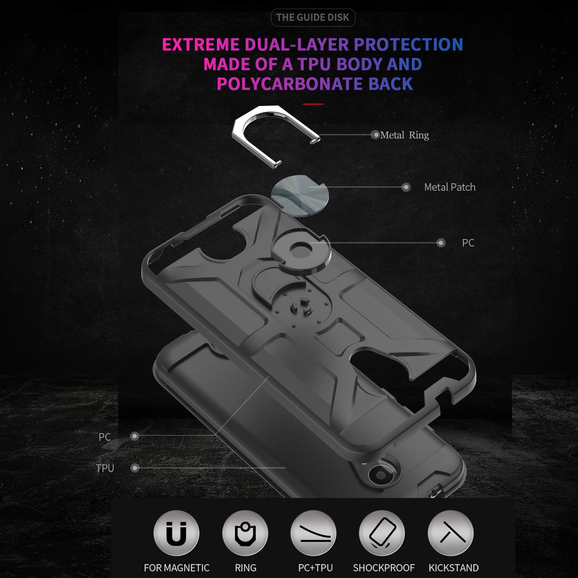 Shockproof Coolpad Legacy S Case with 360° Rotating Ring Kickstand & HD Screen Protector - Dual Layer Protective Phone Cover for Coolpad Legacy S-ZS (Black) | Perfect for Work, Travel & Outdoor Activities